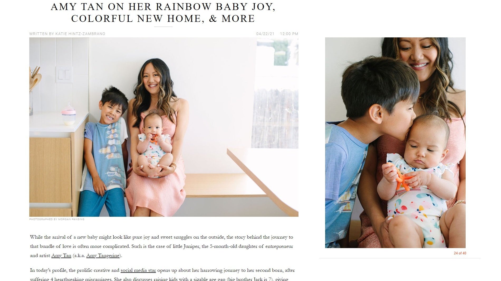 AMY TAN ON HER RAINBOW BABY JOY, COLORFUL NEW HOME, & MORE