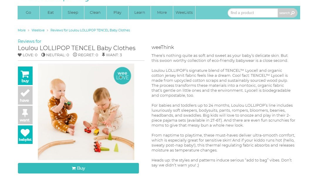 Reviews for Loulou LOLLIPOP TENCEL Baby Clothes