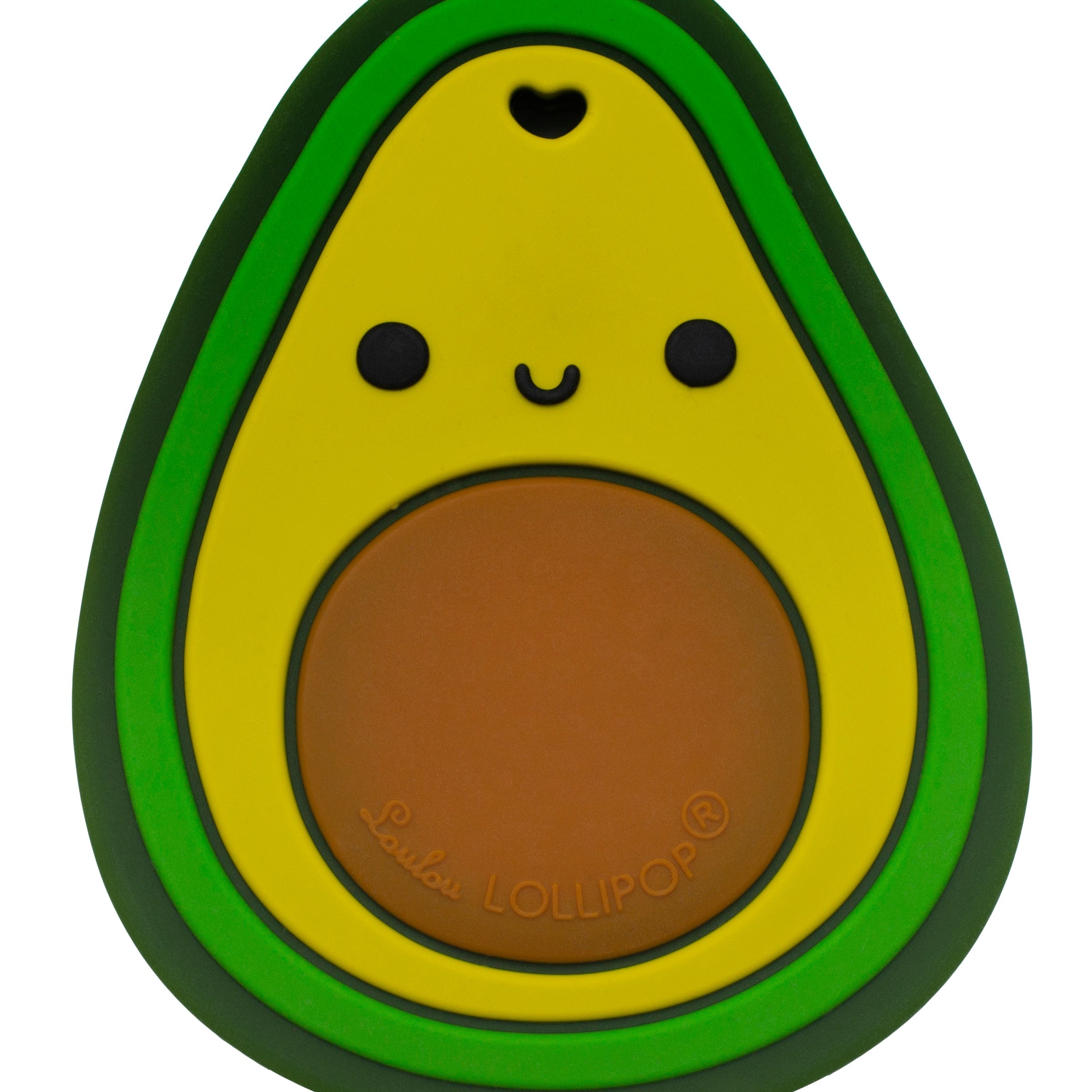 Loulou Lollipop FDA-compliant food-grade silicone teether Avocado — front view on white background