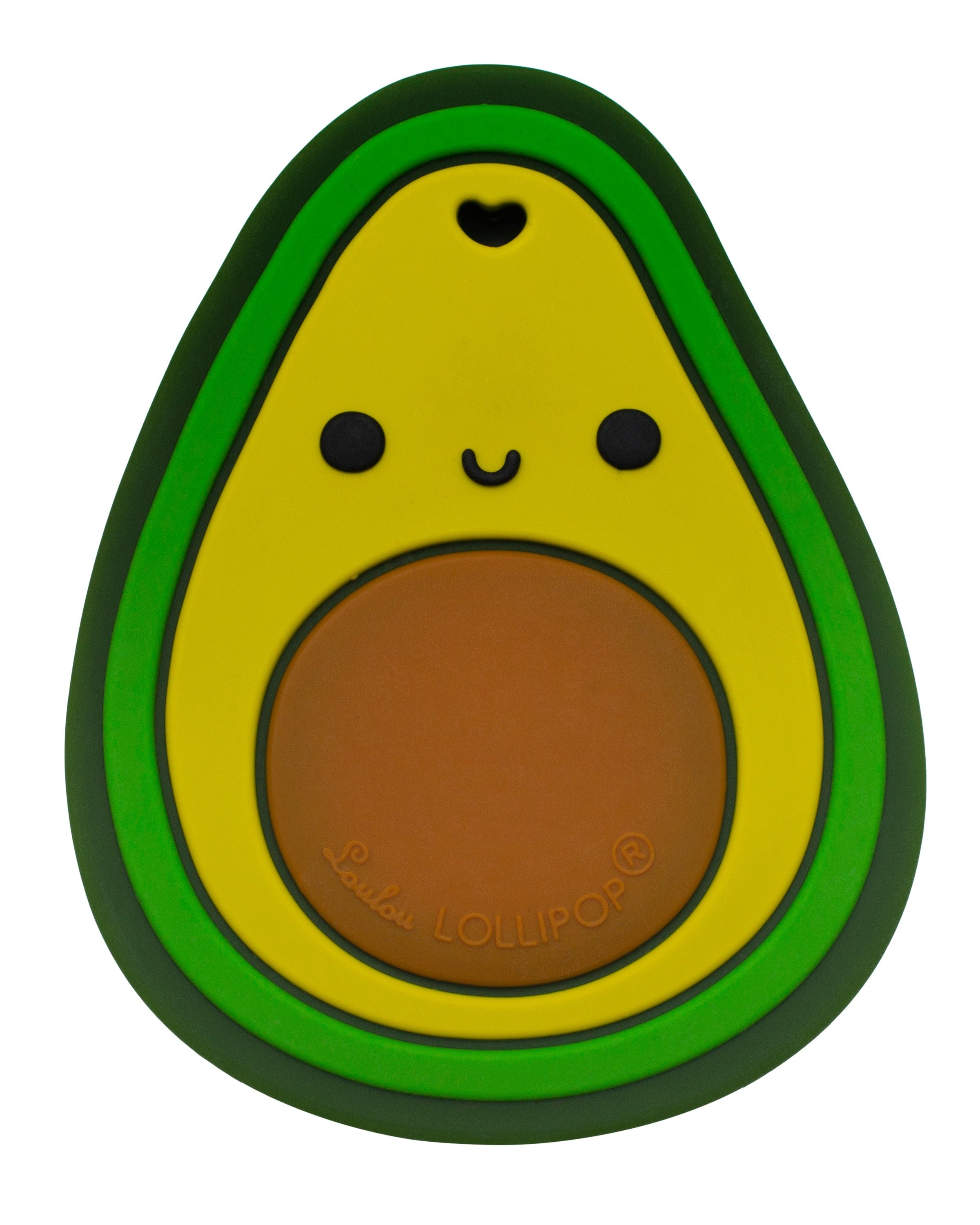 Loulou Lollipop FDA-compliant food-grade silicone teether Avocado — front view on white background