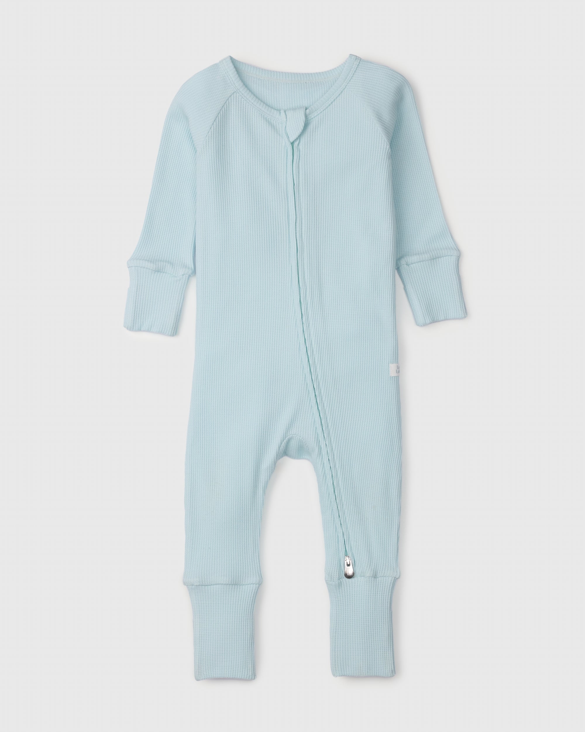 Loulou Lollipop TENCEL baby sleeper footie pajamas in Sea Glass — front view on white background