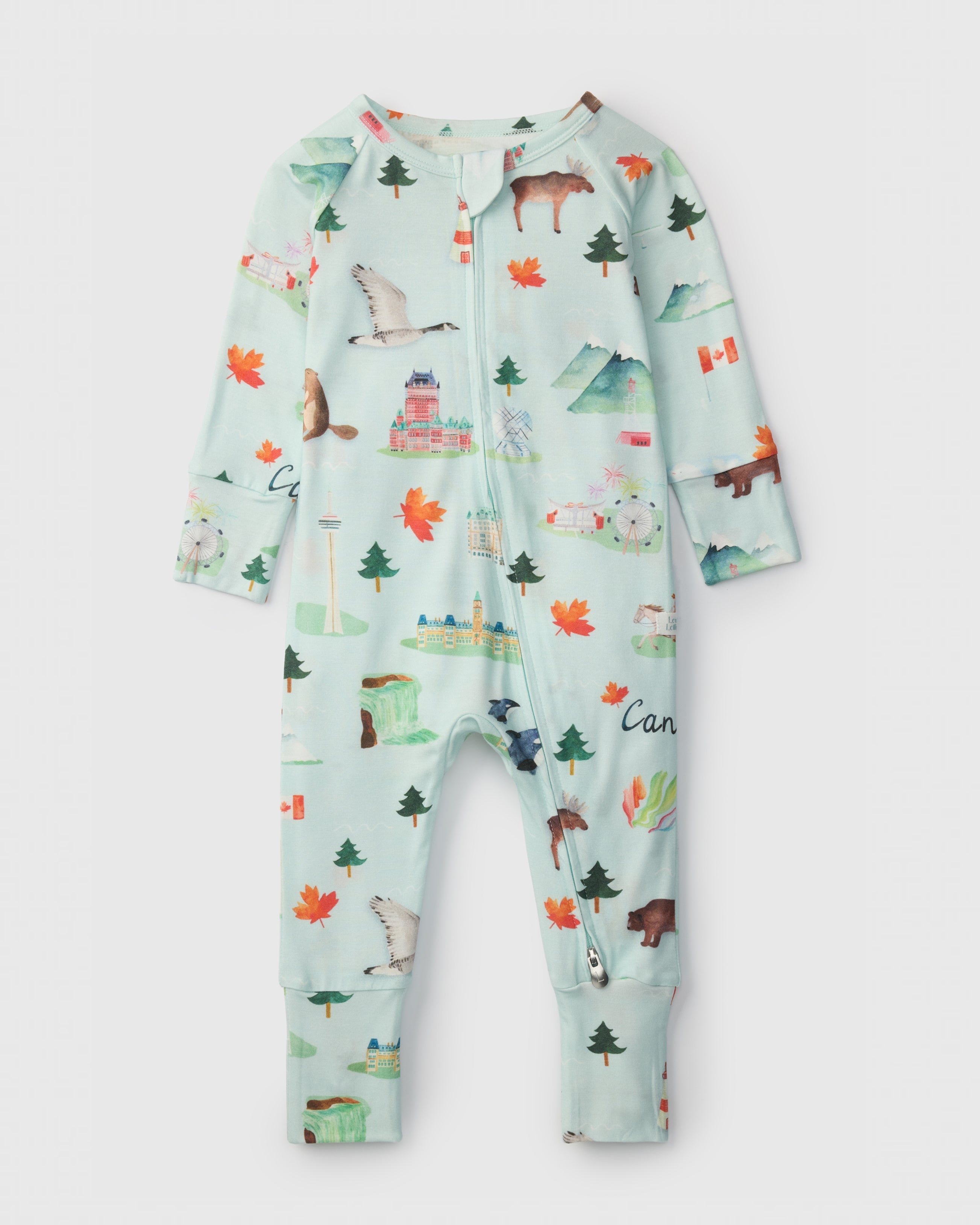 Loulou Lollipop TENCEL baby sleeper footie pajamas in Canada — front view on white background