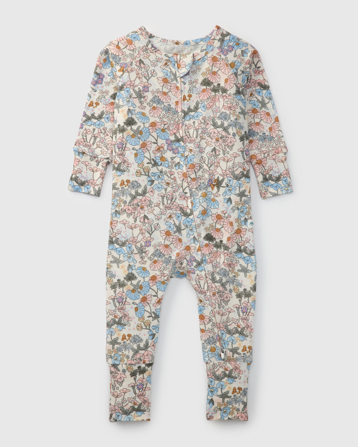Loulou Lollipop TENCEL baby sleeper footie pajamas in English Garden — front view on white background