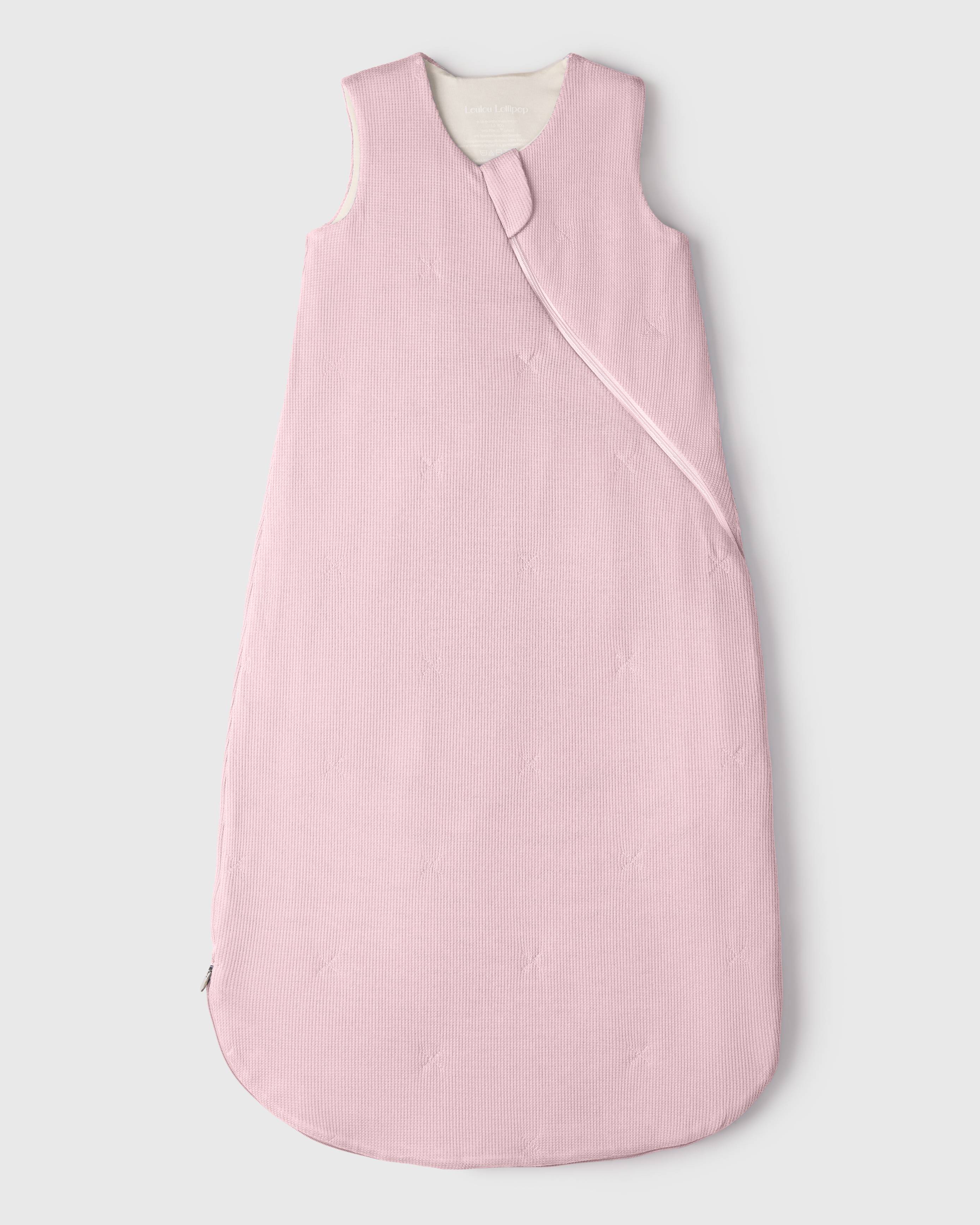 Loulou Lollipop TENCEL™ waffle baby sleep sack 1.0 TOG in Blush Pink — front view on white background