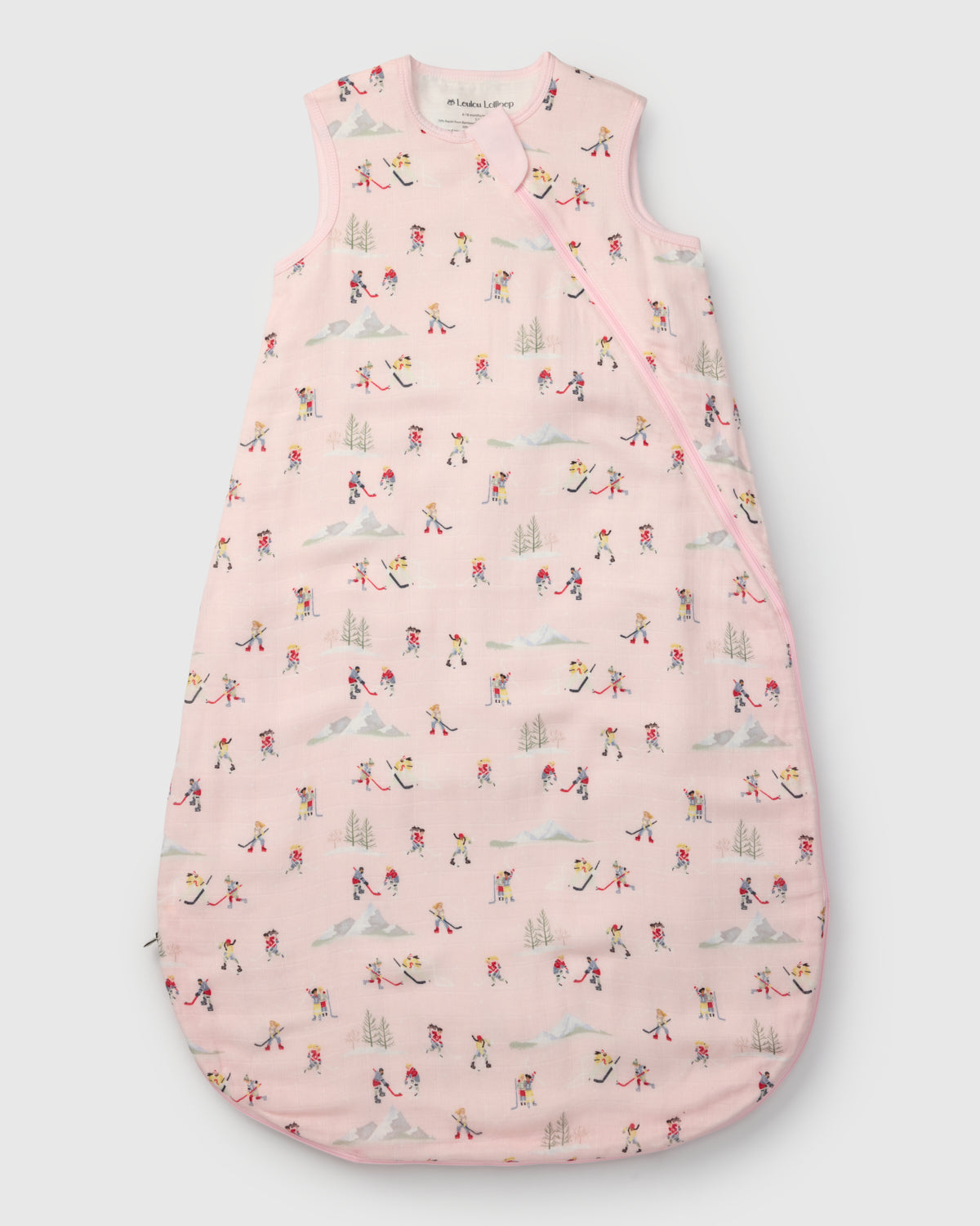 Loulou Lollipop muslin 0.5 TOG lightweight baby sleep bag in She Shoots She Scores — front view on white background