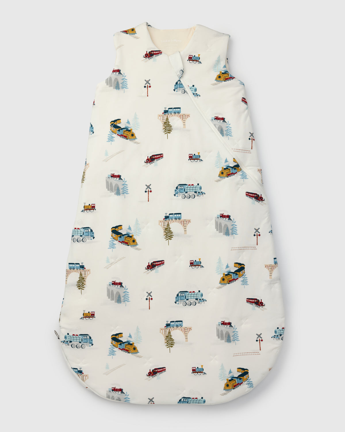 Loulou Lollipop TENCEL™ baby sleep sack 2.5 TOG in All Aboard — front view on white background