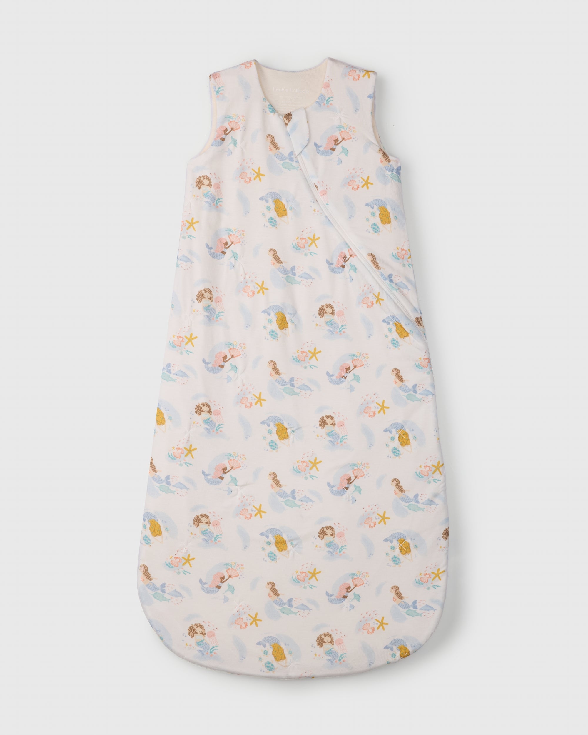 Loulou Lollipop TENCEL 1.0 TOG baby sleep bag in Mermaids — front view on white background