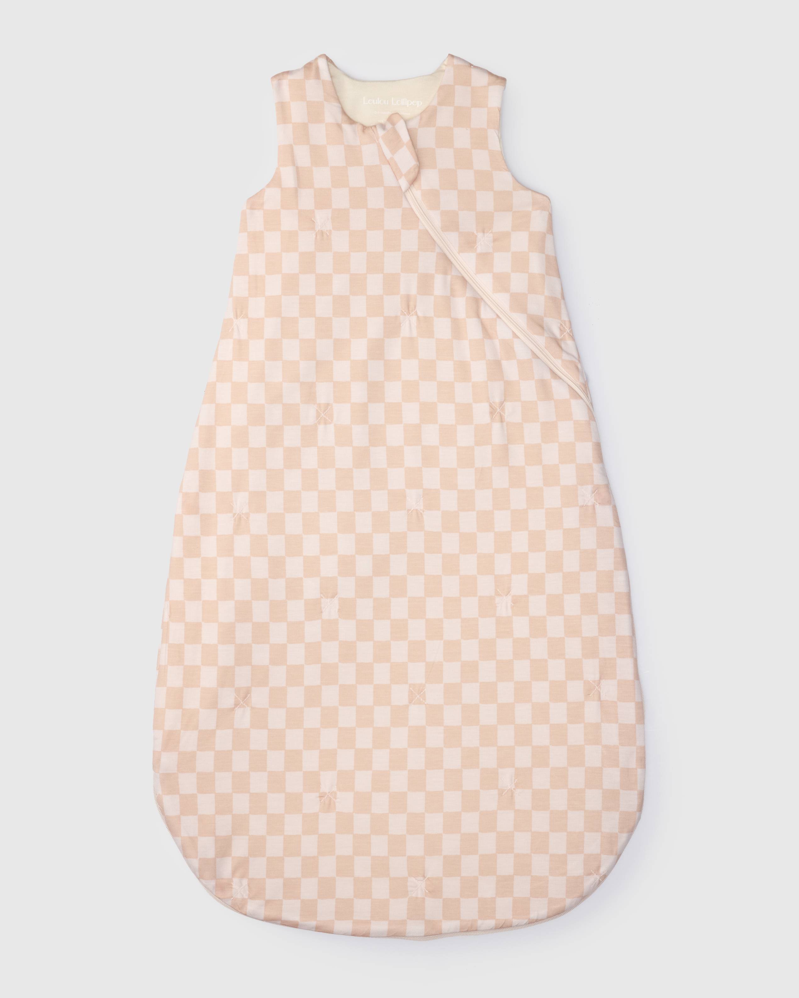 Loulou Lollipop TENCEL™ baby sleep sack 1.0 TOG in Pink Checkerboard — front view on white background