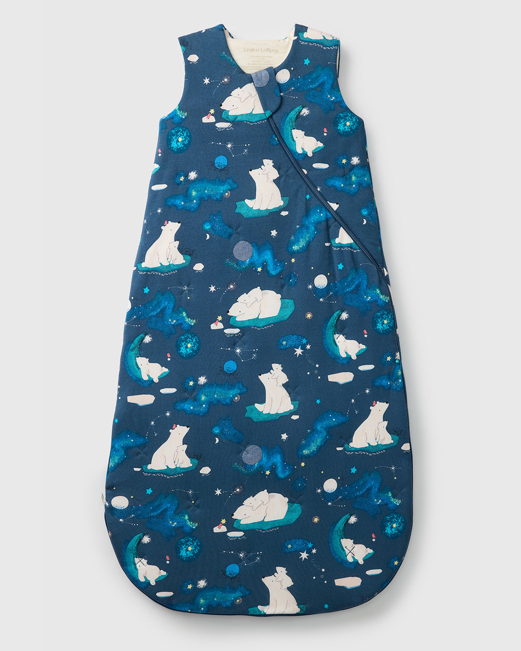 Loulou Lollipop TENCEL™ baby sleep sack 2.5 TOG in Stargazing Bears — front view on white background