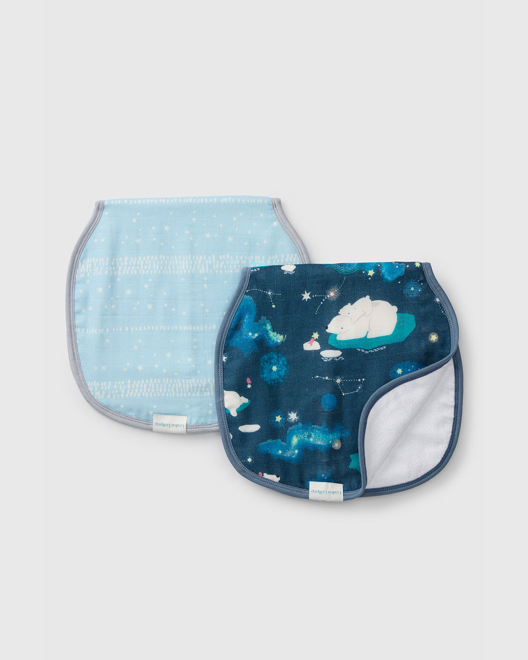 Loulou Lollipop Burp Cloth Set in Stargazing Bear — front view on white background