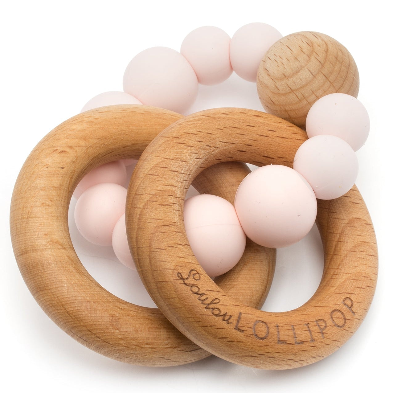 Loulou Lollipop FDA-compliant food-grade silicone teether Pink Quartz — front view on white background