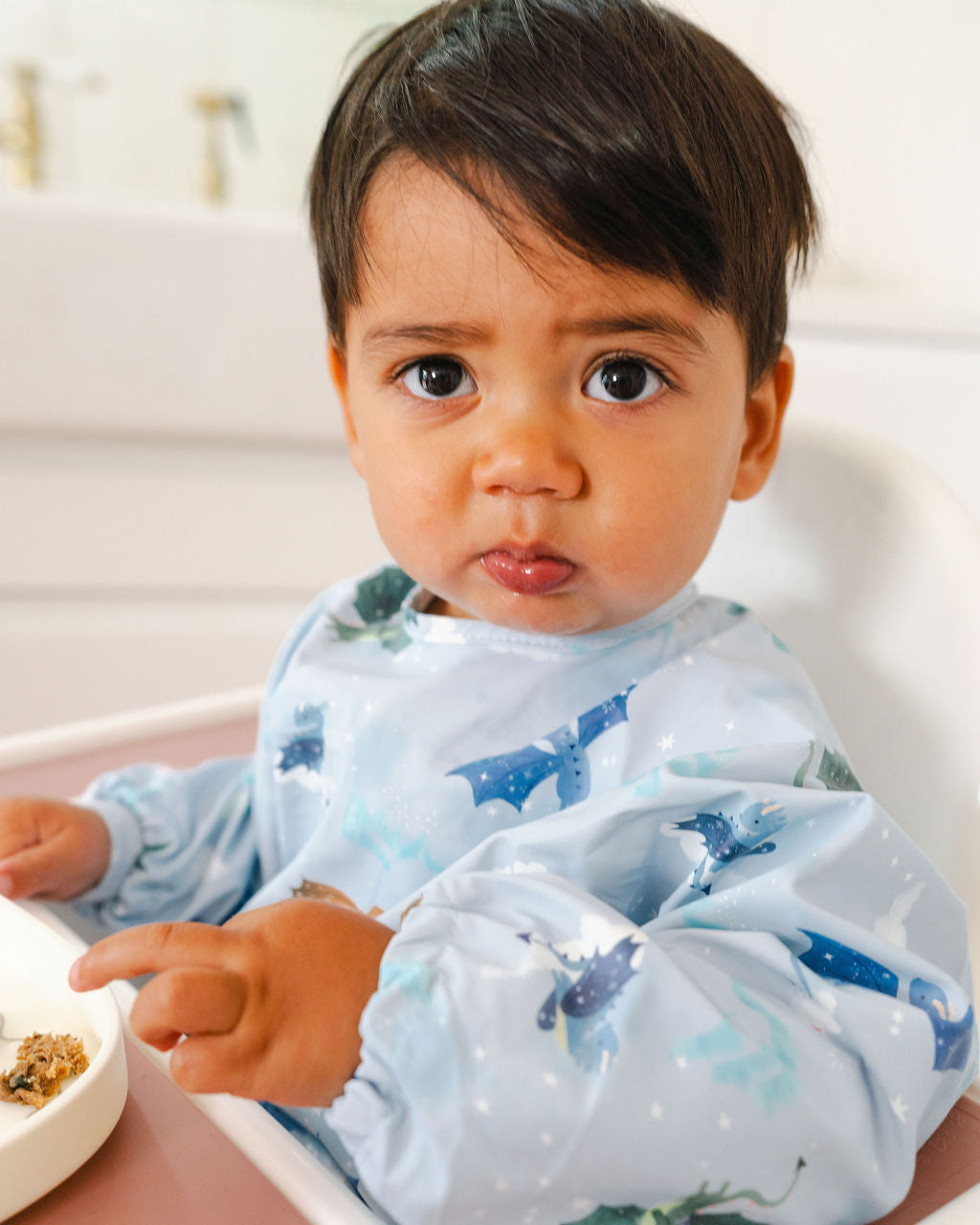Baby Long Sleeve Waterproof Feeding Bib - Magical Dragons