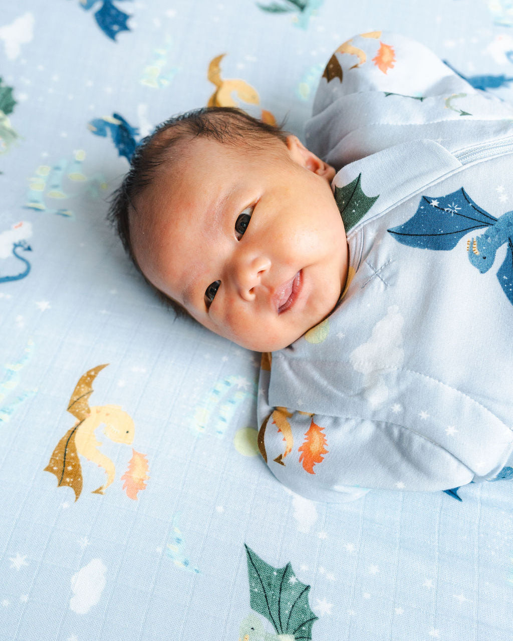 Baby Sleep Sack Swaddle Wrap Close Up - Magical Dragons