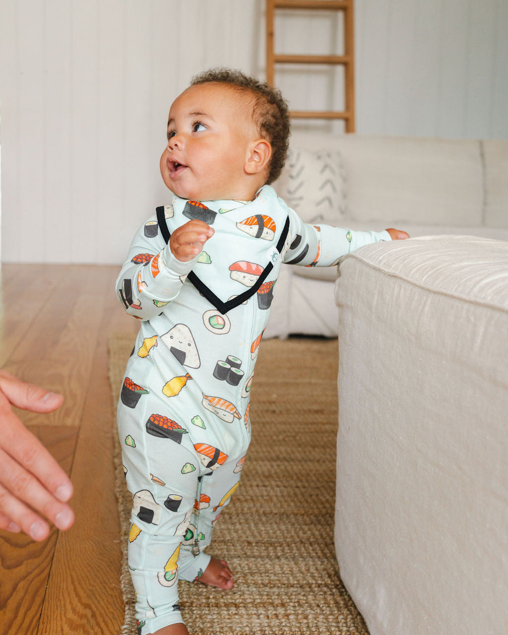 Baby Sleeper in TENCEL Lyocell - Sushi + Bandana Drool Bib