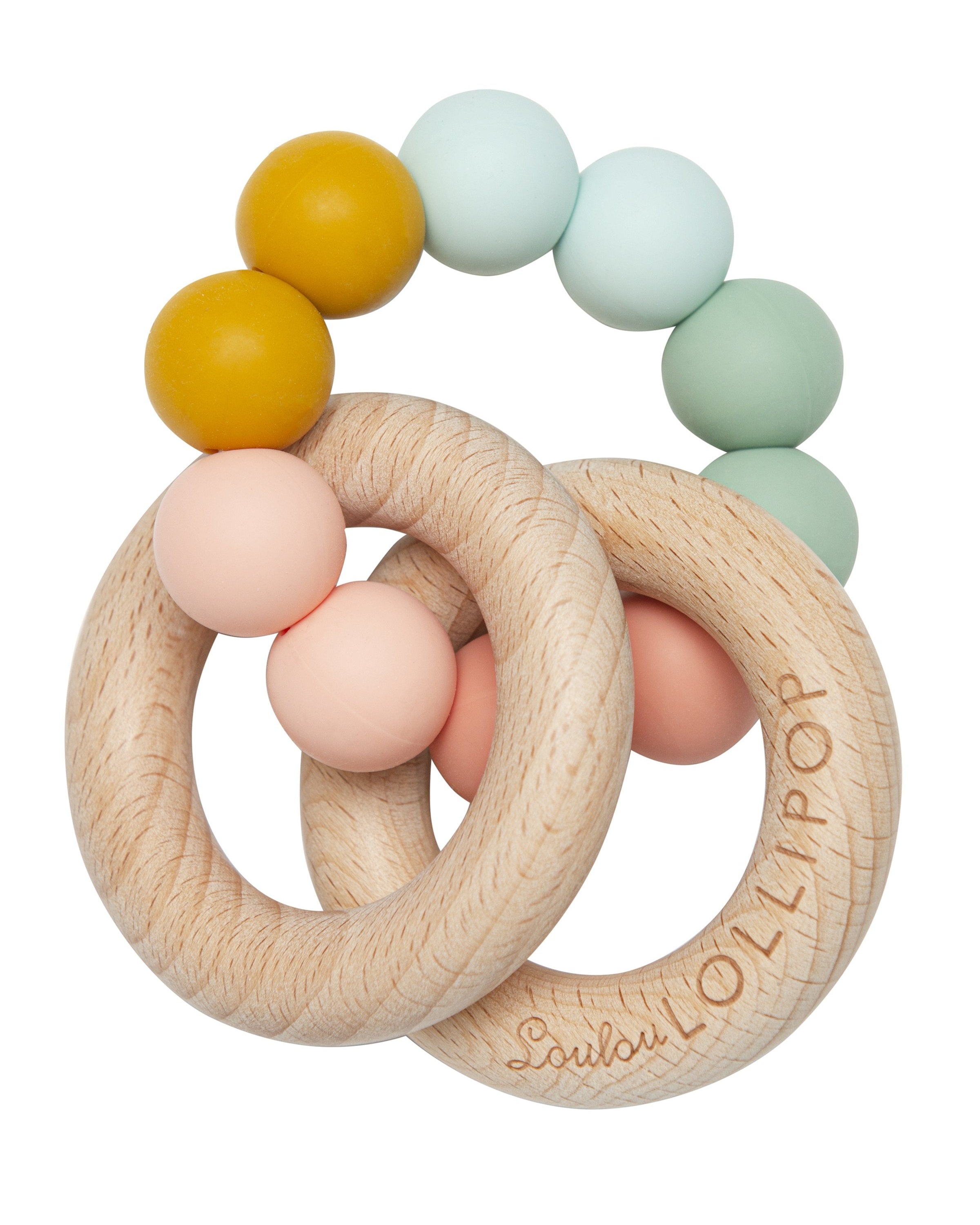 Loulou Lollipop FDA-compliant food-grade silicone teether Rainbow — front view on white background