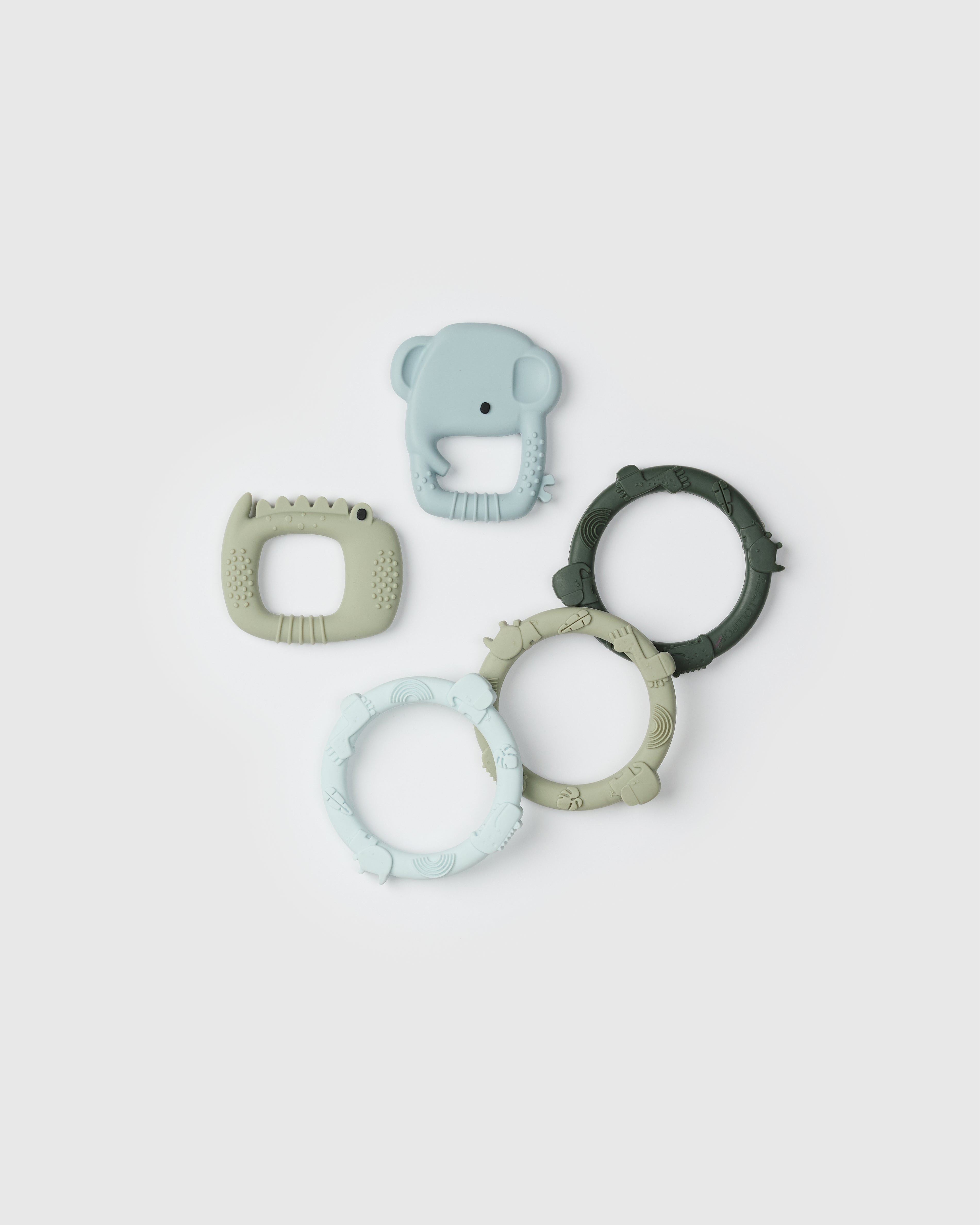 Loulou Lollipop FDA-compliant food-grade silicone teether Elephant / Alligator — front view on white background