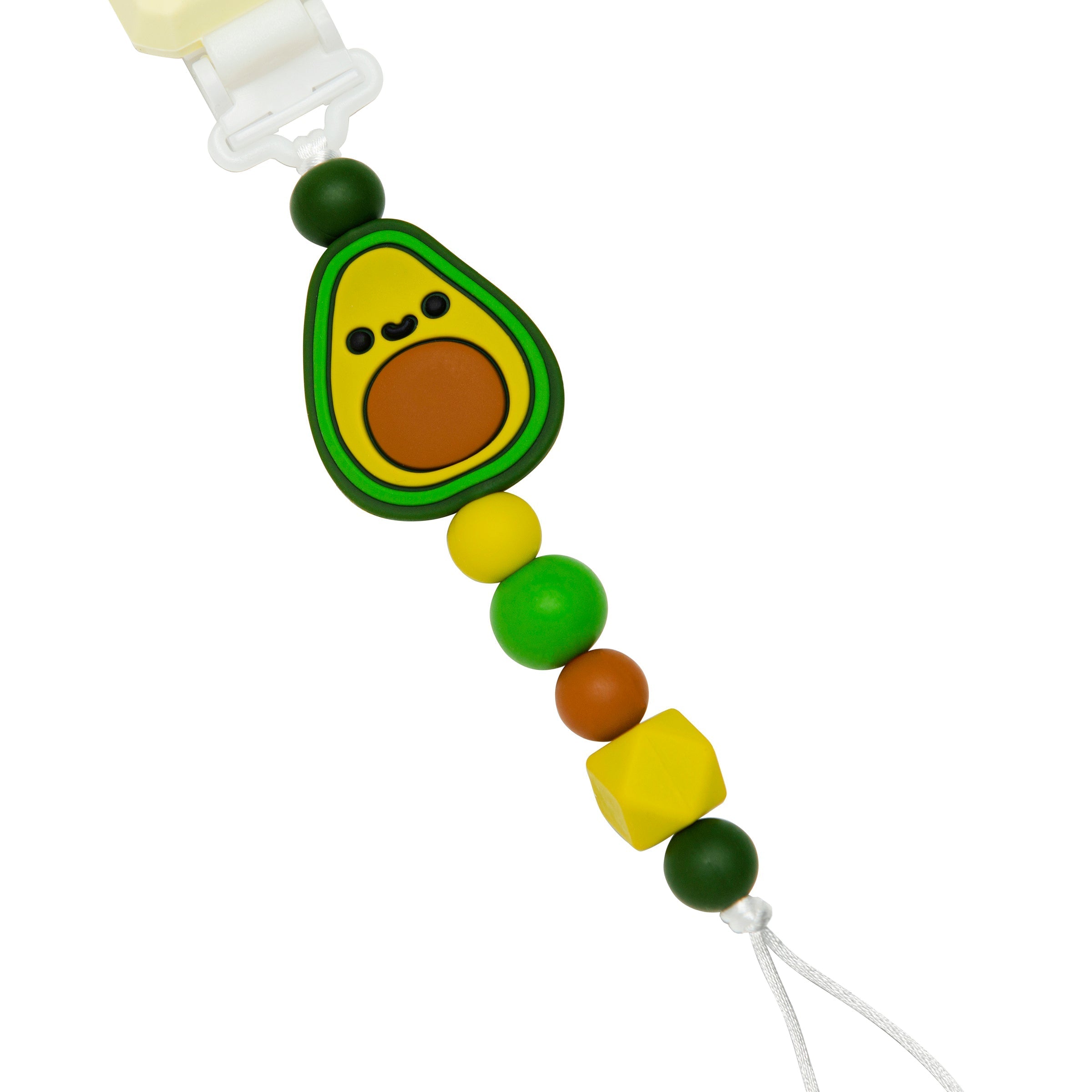 Loulou Lollipop Gem Darling Pacifier Clip in Avocado — front view on white background