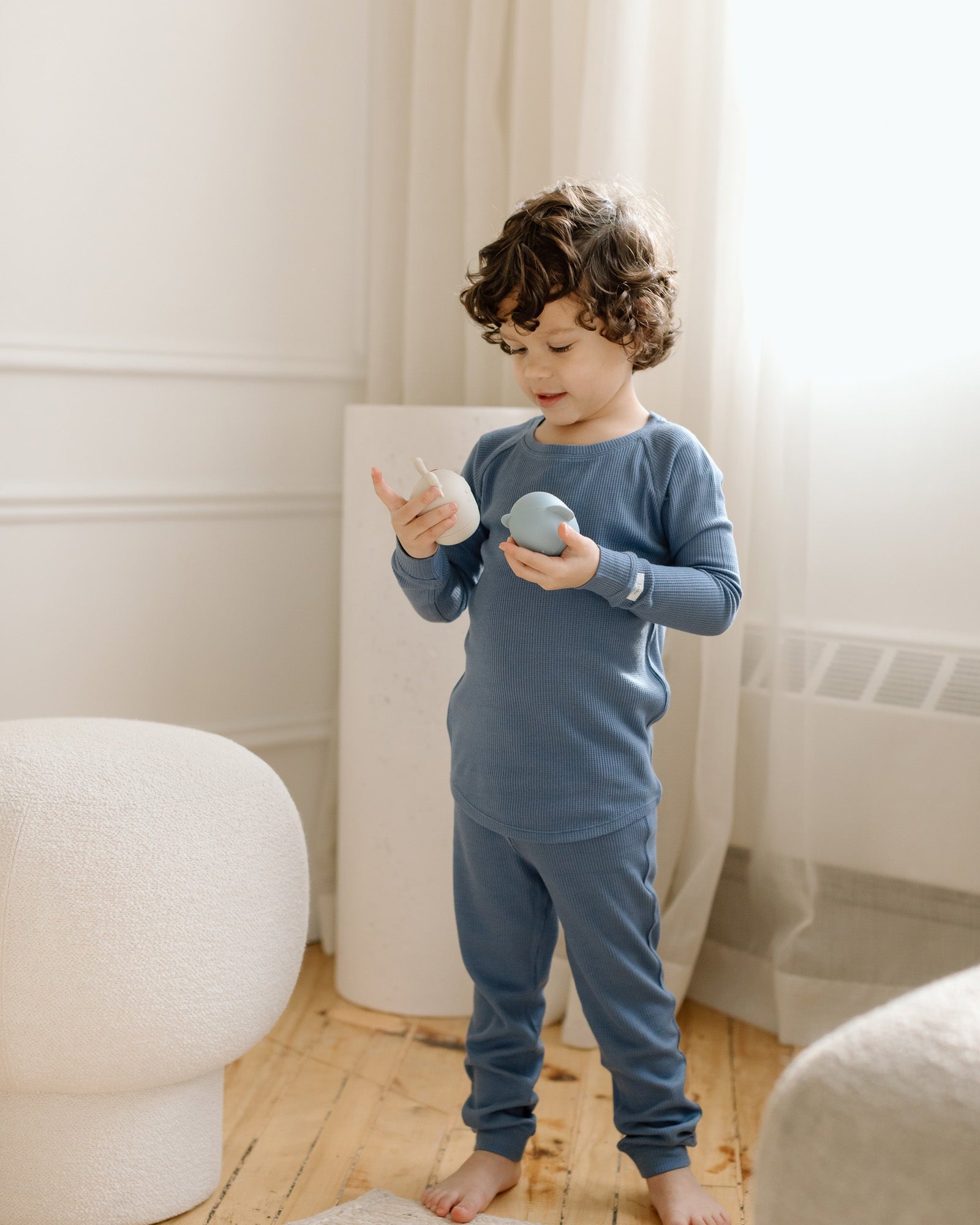 Waffle-Long-Sleeve-Pajama-Set-Denim-Blue-1