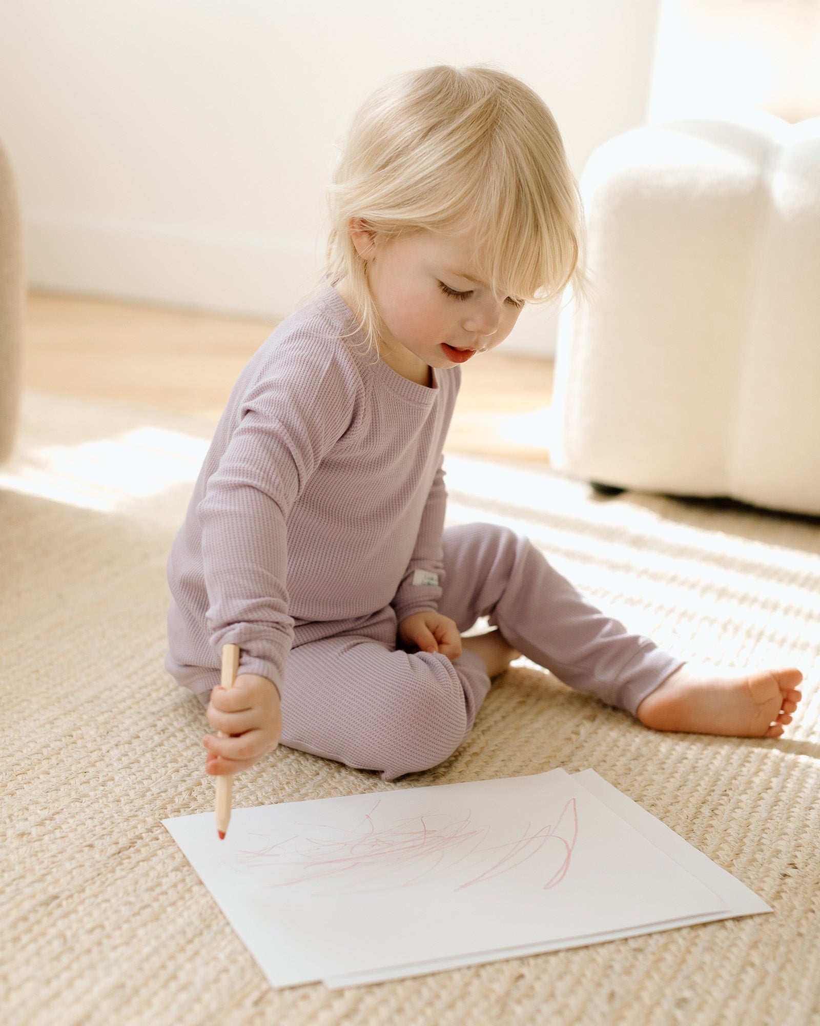 Waffle-Long-Sleeve-Pajama-Set-Lavender-1