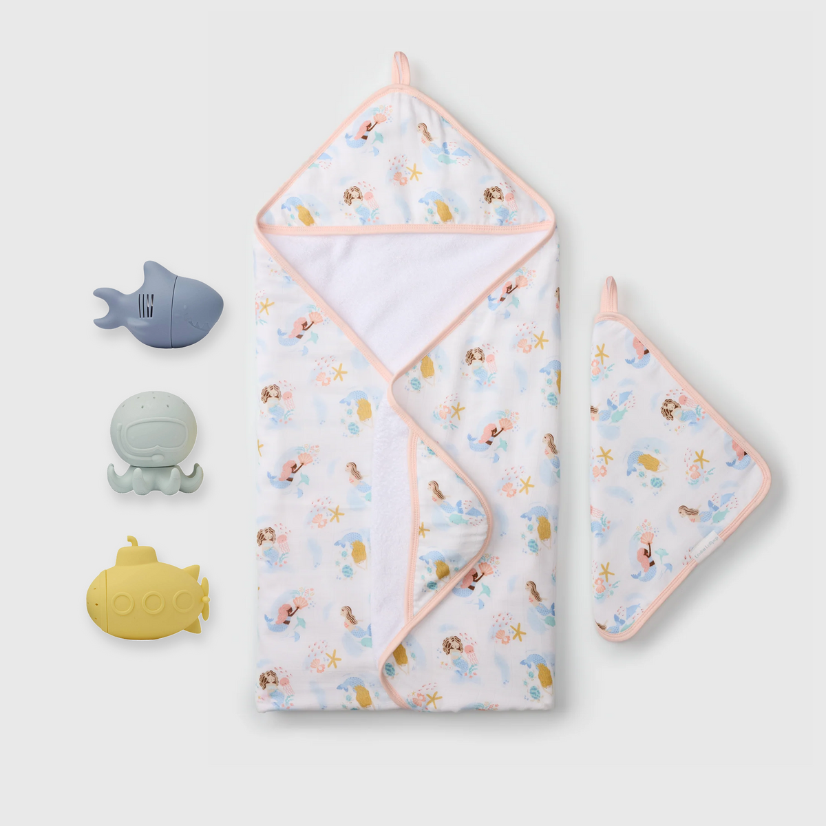 Loulou Lollipop Baby Bath Gift Bundle in Mermaids — front view on white background