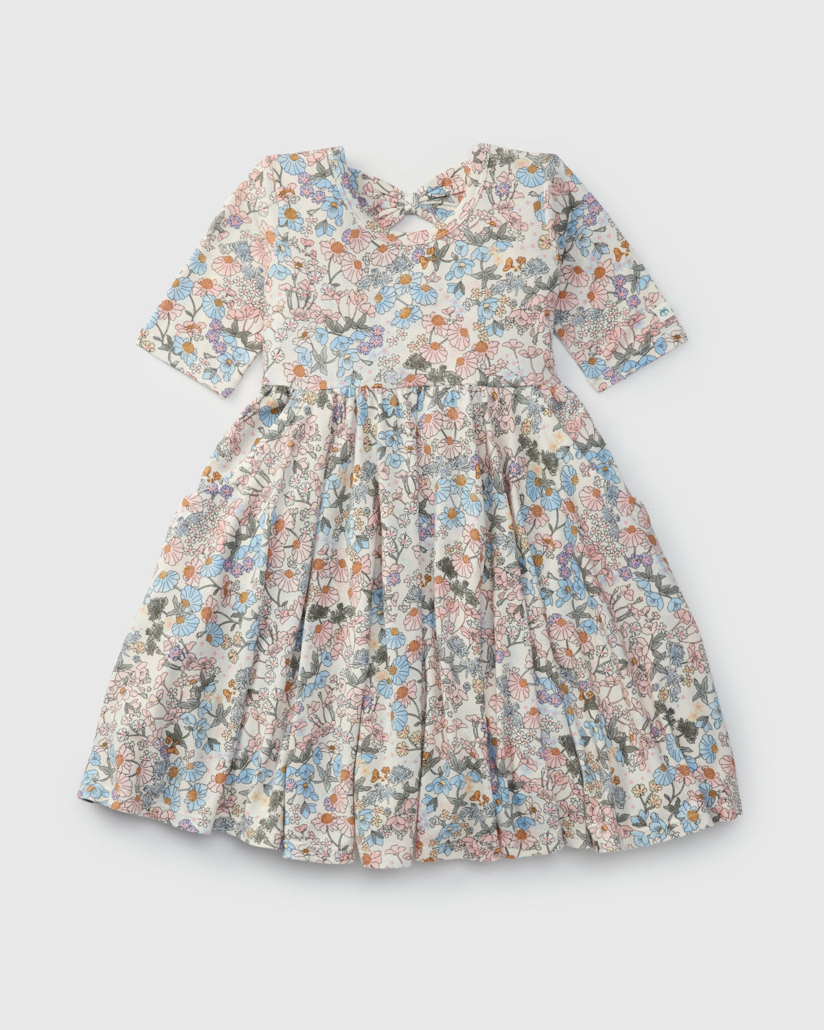 Loulou Lollipop Short Sleeve Skater Dress in English Garden — front view on white background