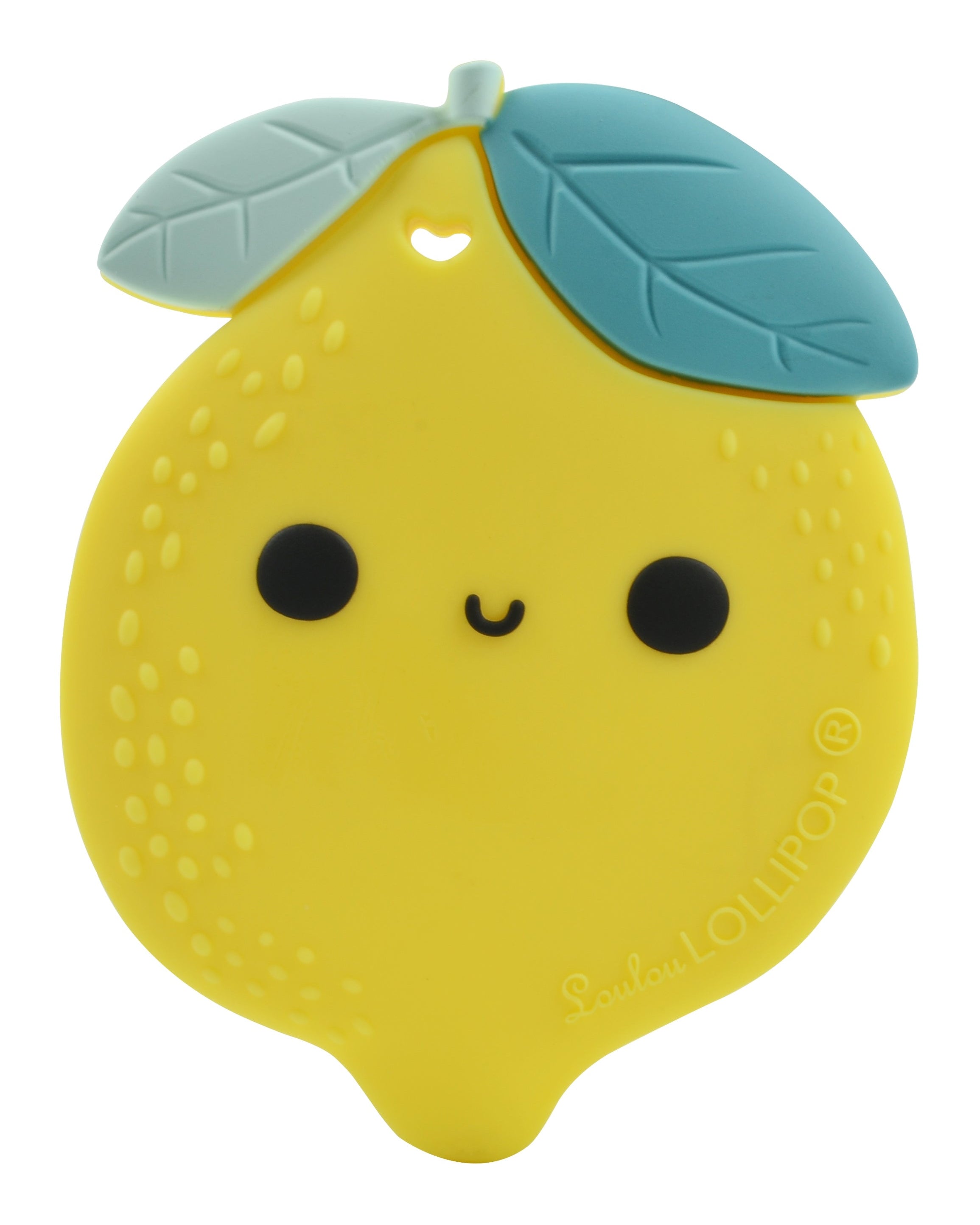 Loulou Lollipop FDA-compliant food-grade silicone teether Lemon — front view on white background