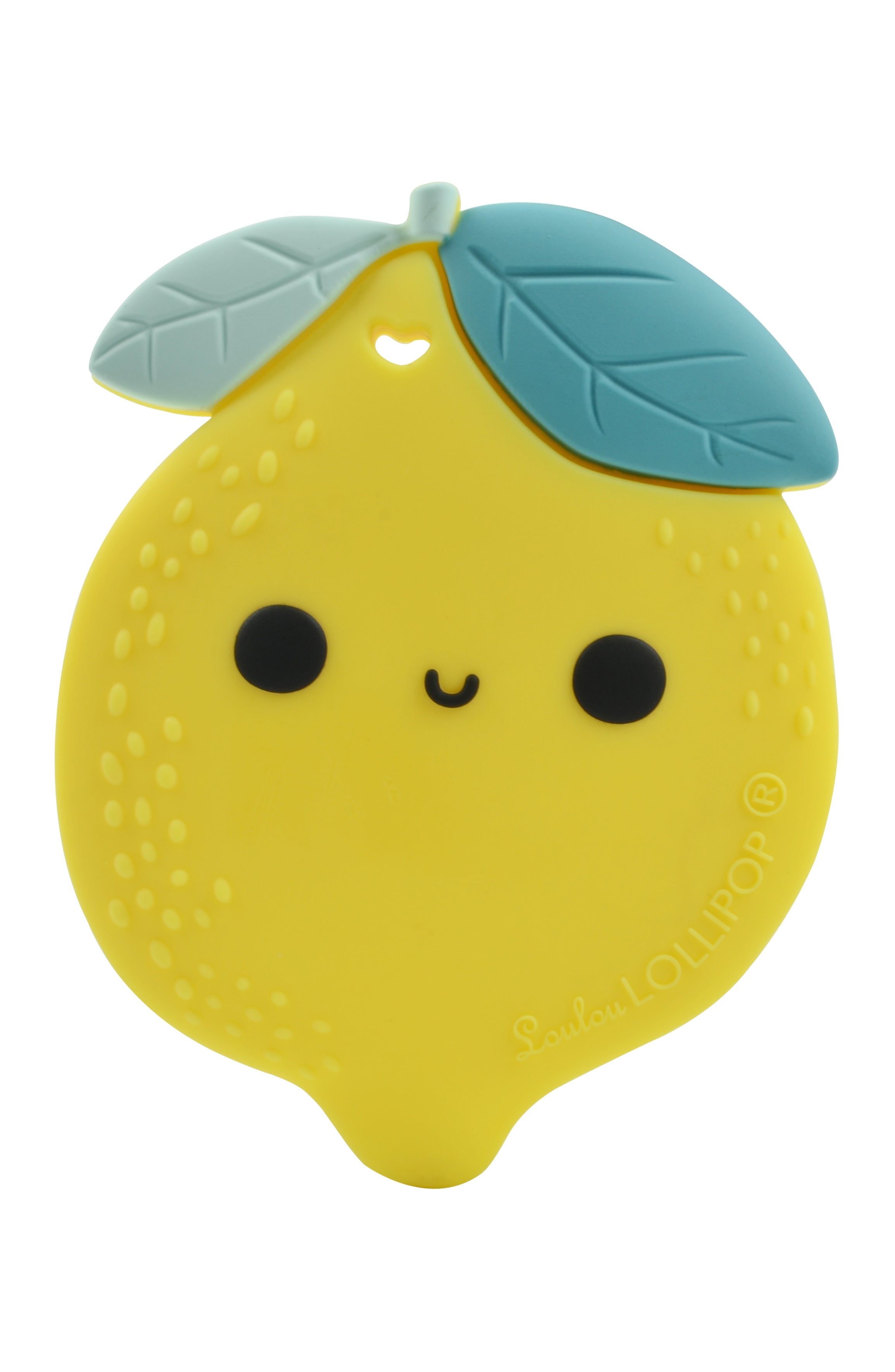 Loulou Lollipop FDA-compliant food-grade silicone teether Lemon — front view on white background
