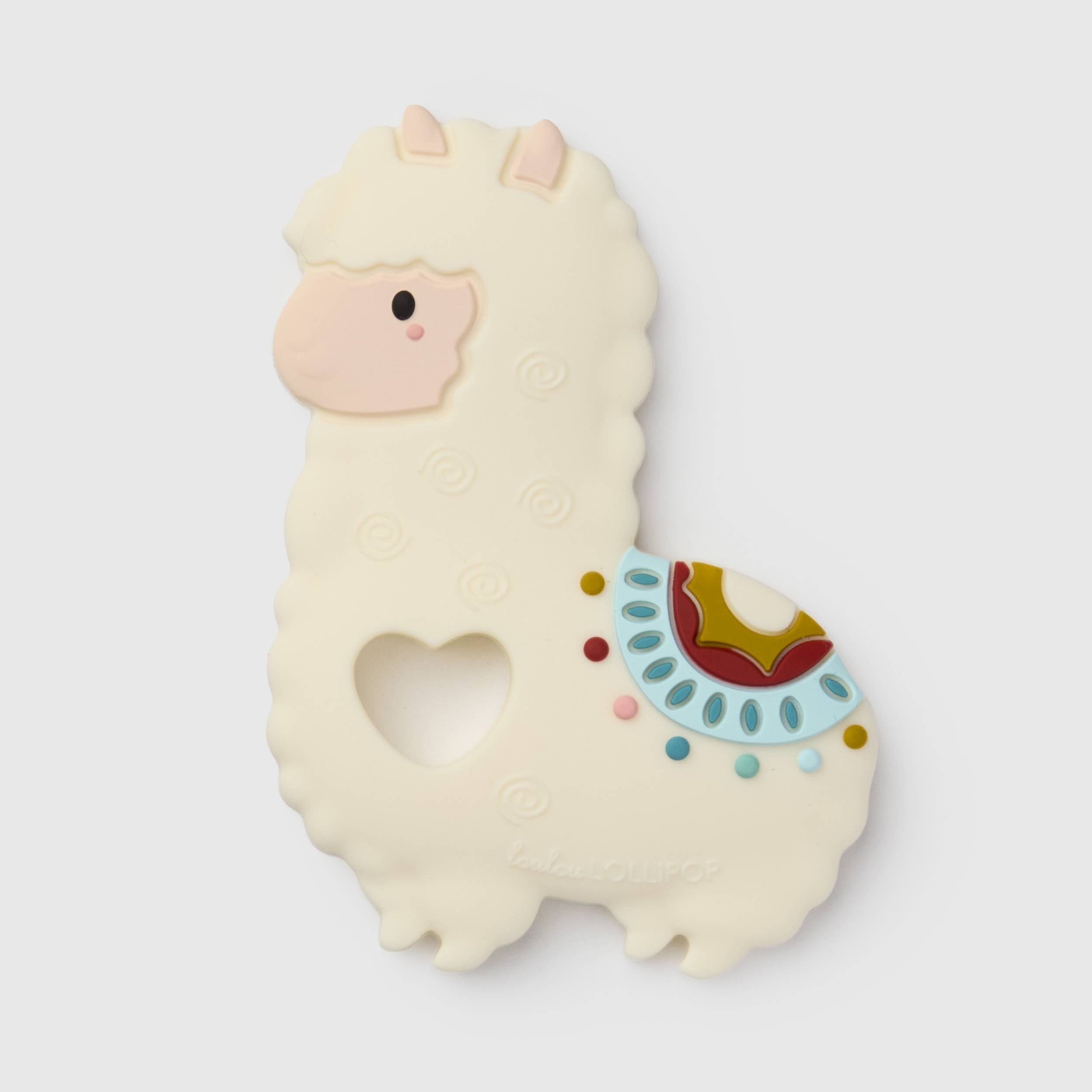 Loulou Lollipop FDA-compliant food-grade silicone teether Llama — front view on white background