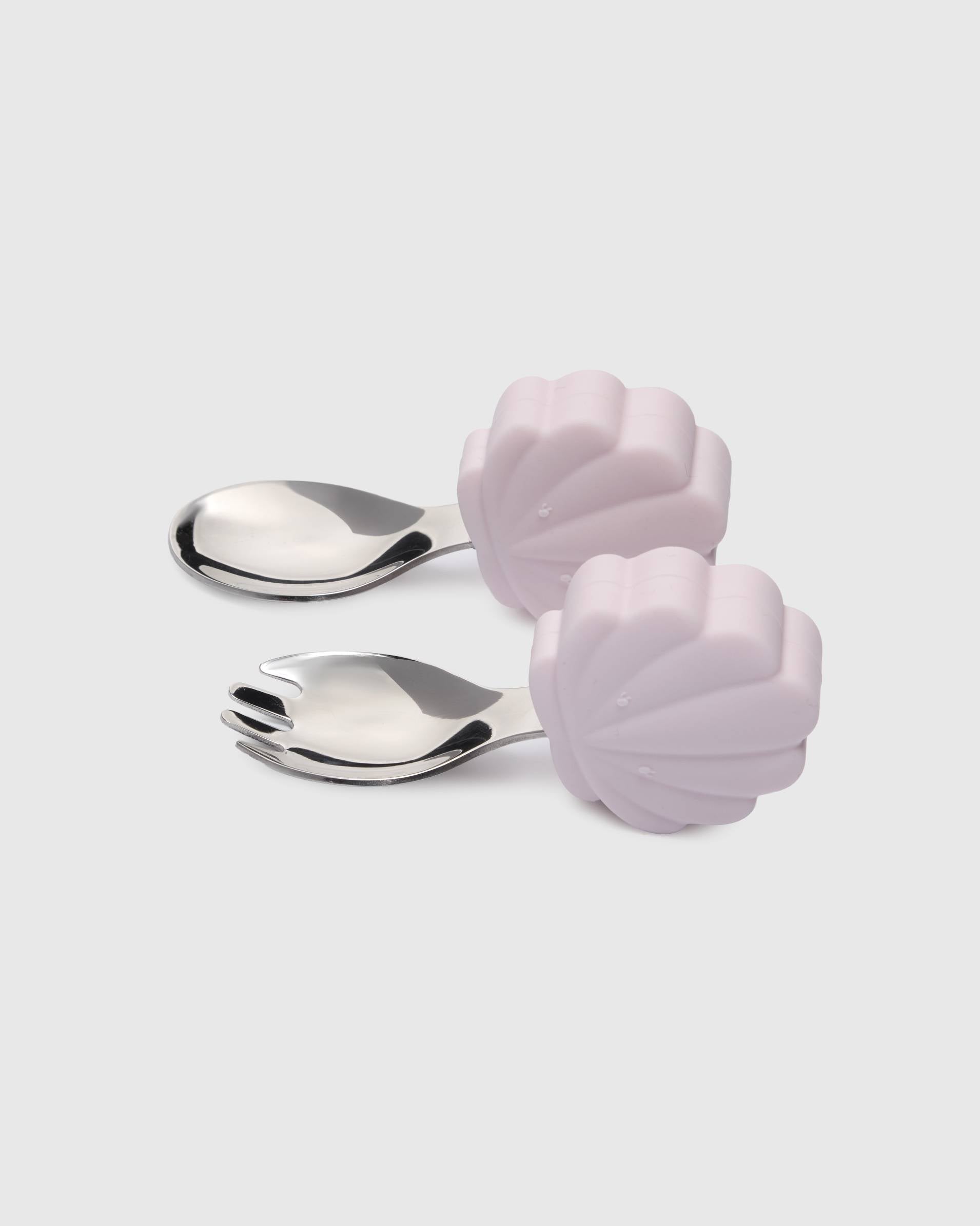 Loulou Lollipop Learning Utensils Set in Skylar Shell — front view on white background