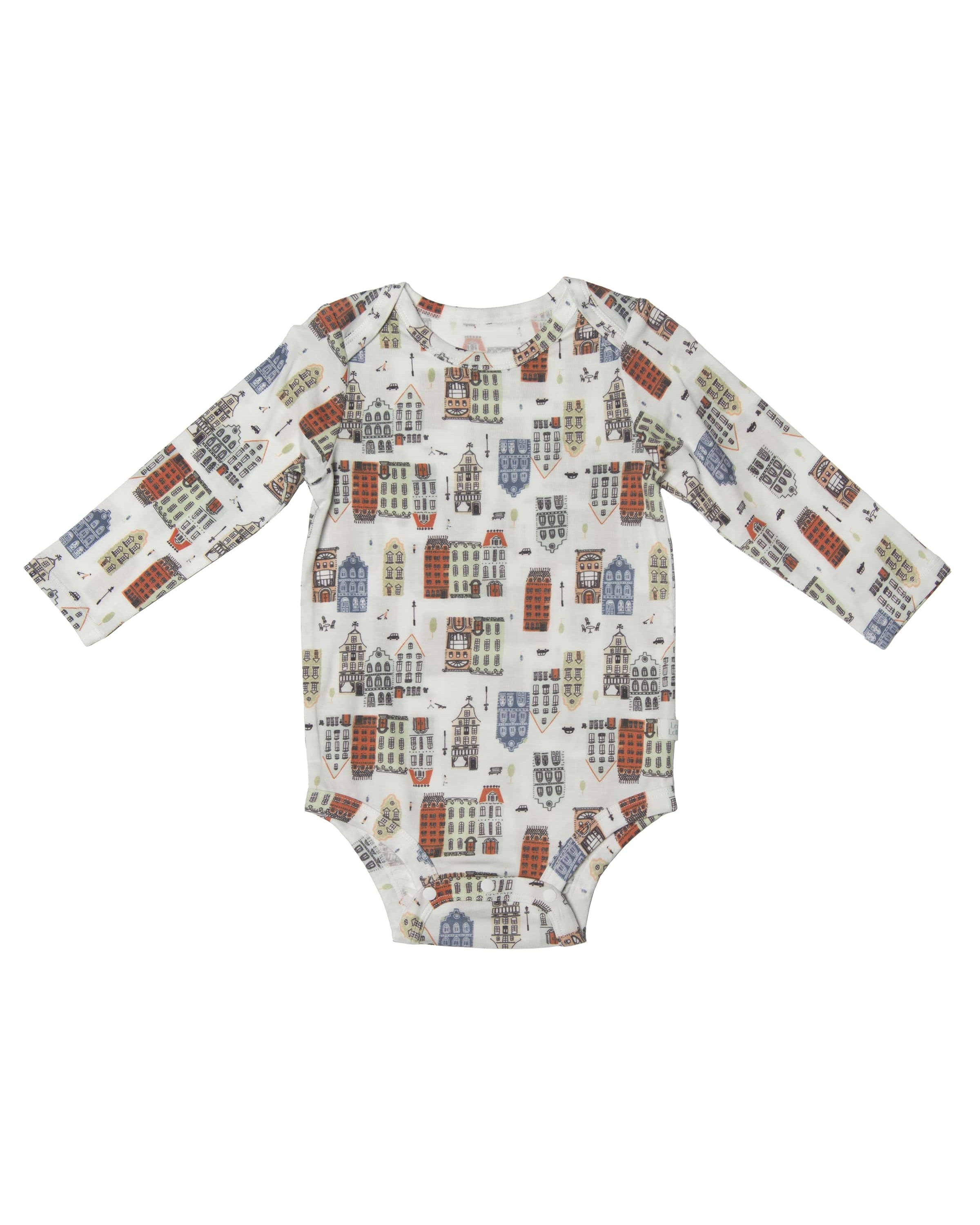 Loulou Lollipop Long Sleeve Bodysuit in Home Sweet Home — front view on white background