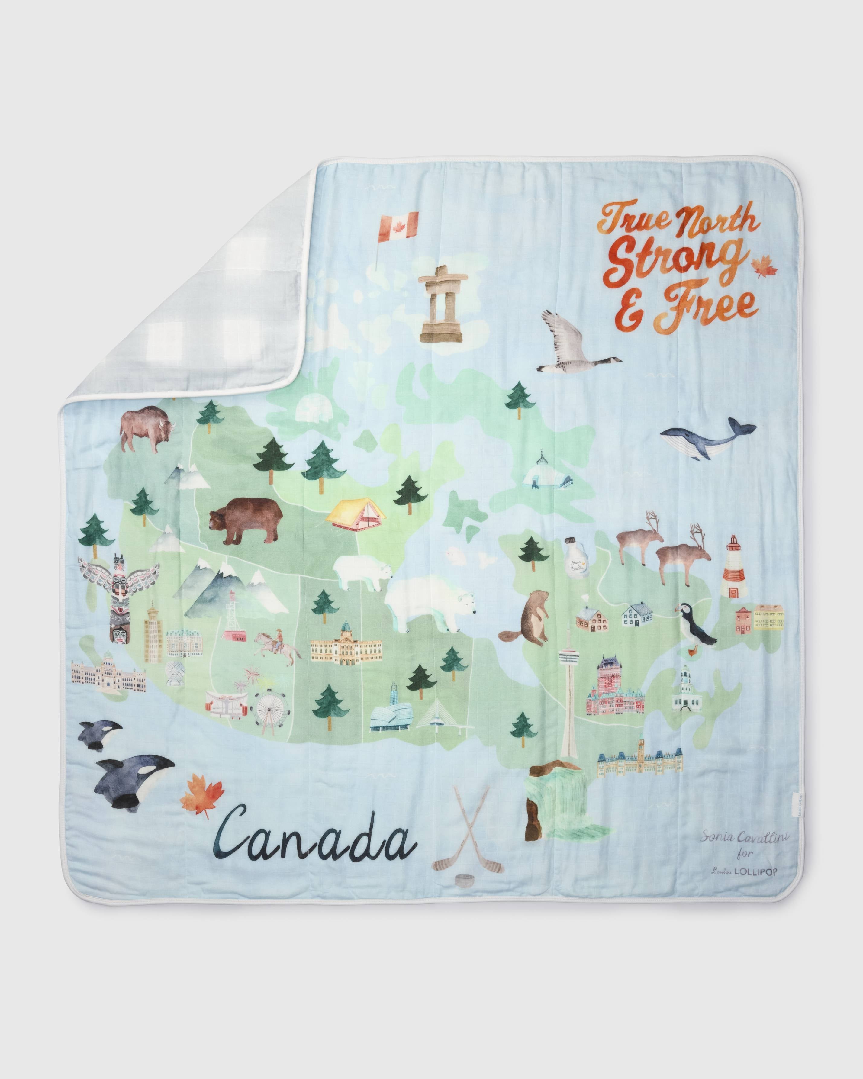 Loulou Lollipop muslin baby quilt blanket in Canada — front view on white background