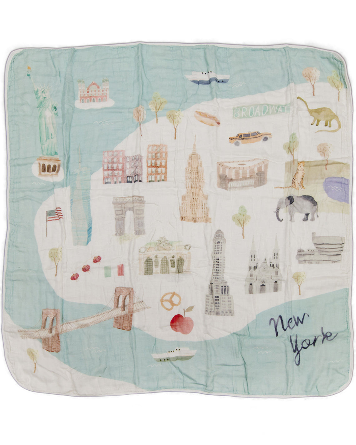 Loulou Lollipop muslin baby quilt blanket in New York City — front view on white background
