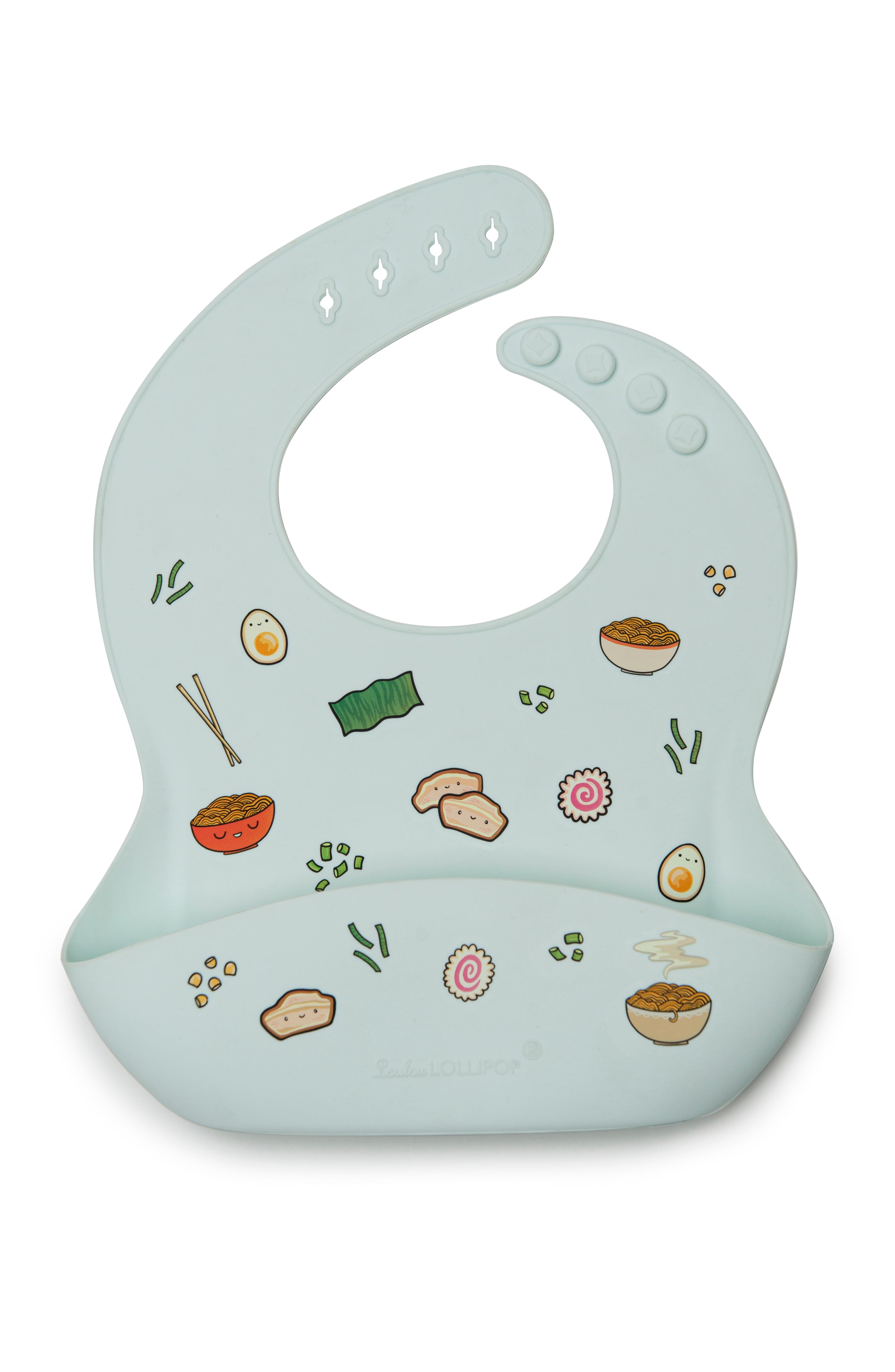 Loulou Lollipop FDA-compliant food-grade silicone baby bib in Ramen — front view on white background
