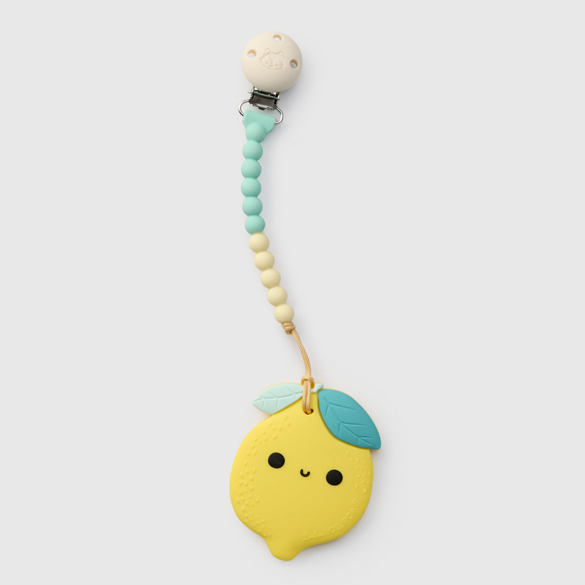 Loulou Lollipop FDA-compliant food-grade silicone teether Lemon — front view on white background