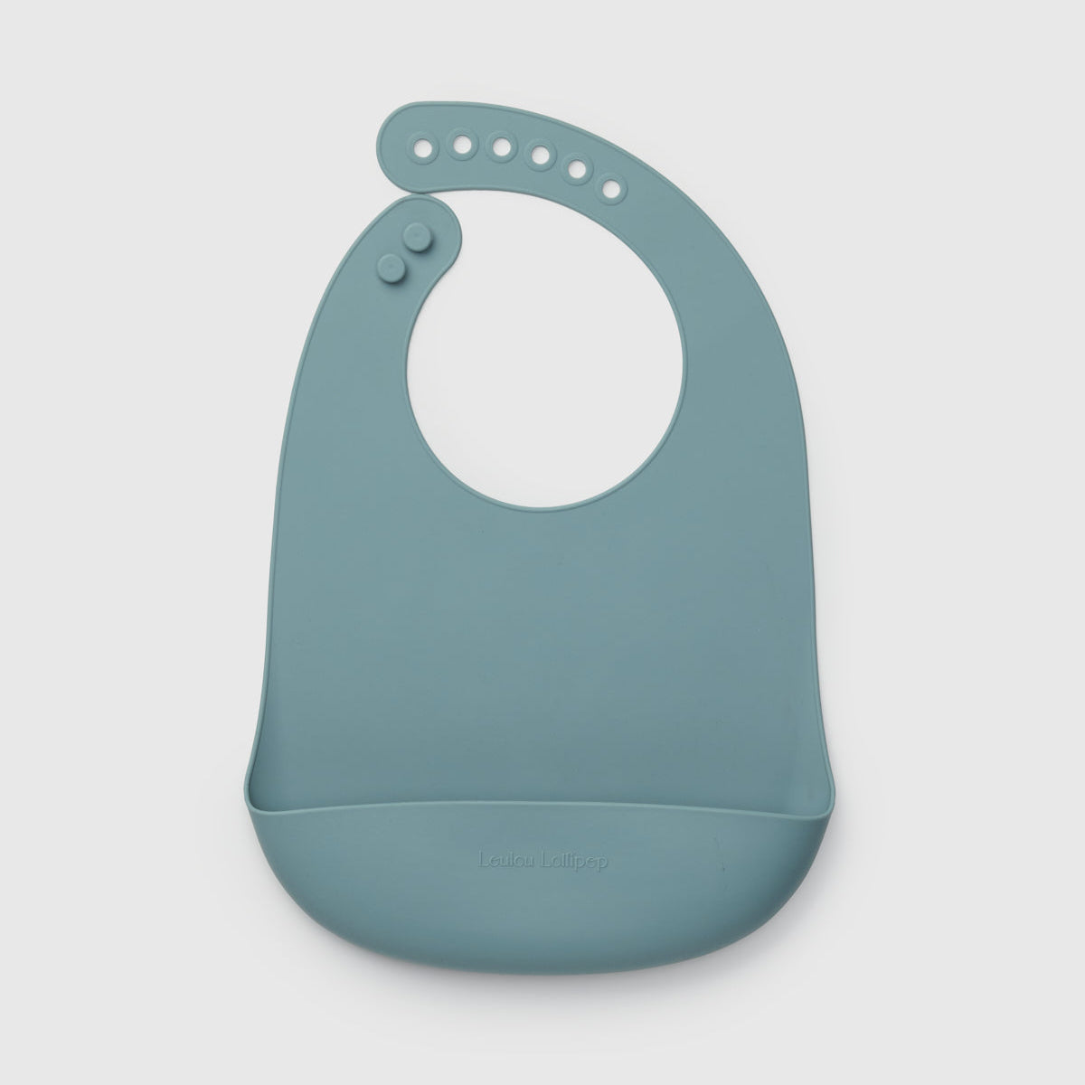 Loulou Lollipop FDA-compliant food-grade silicone baby bib in Slate — front view on white background