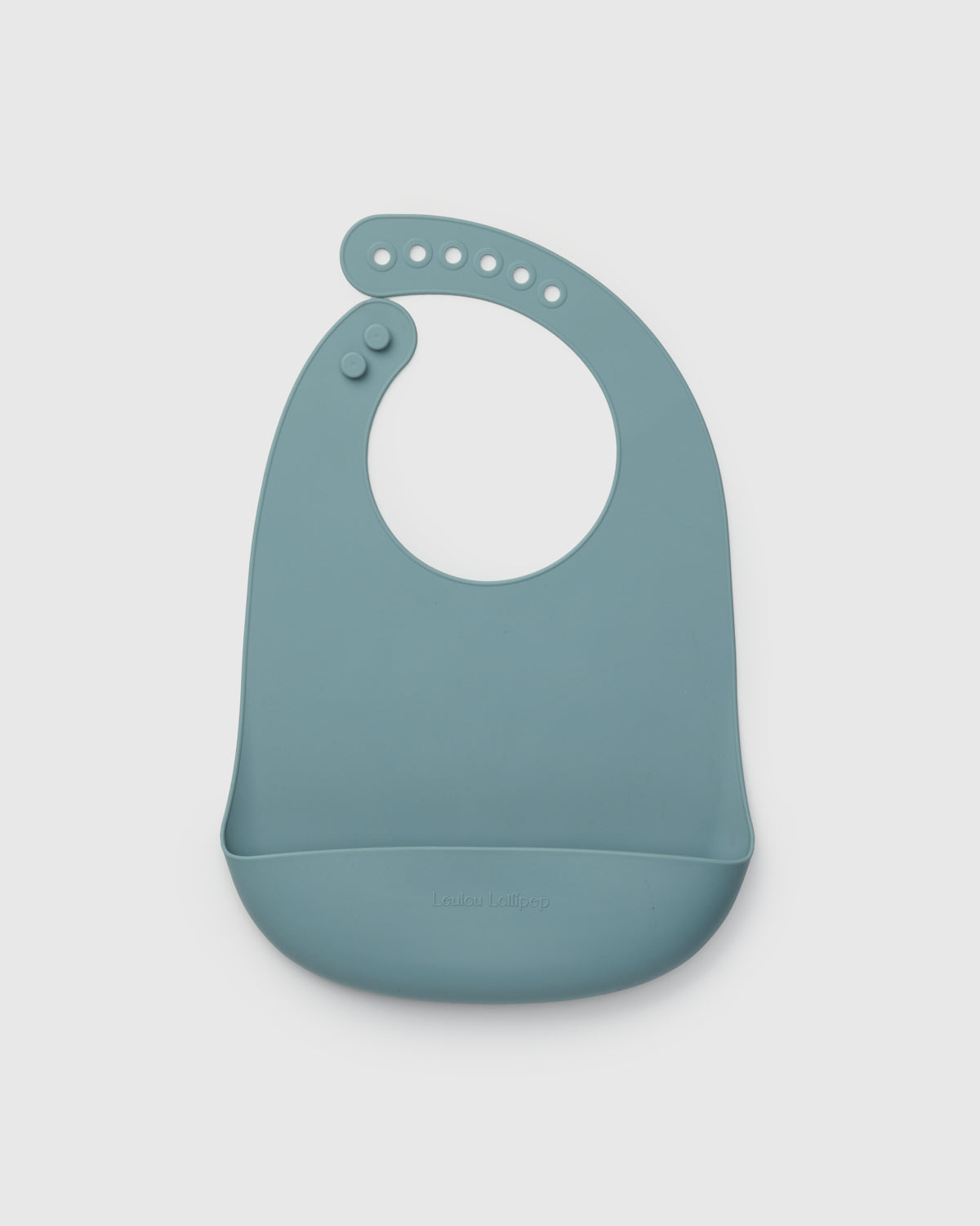 Loulou Lollipop FDA-compliant food-grade silicone baby bib in Slate — front view on white background