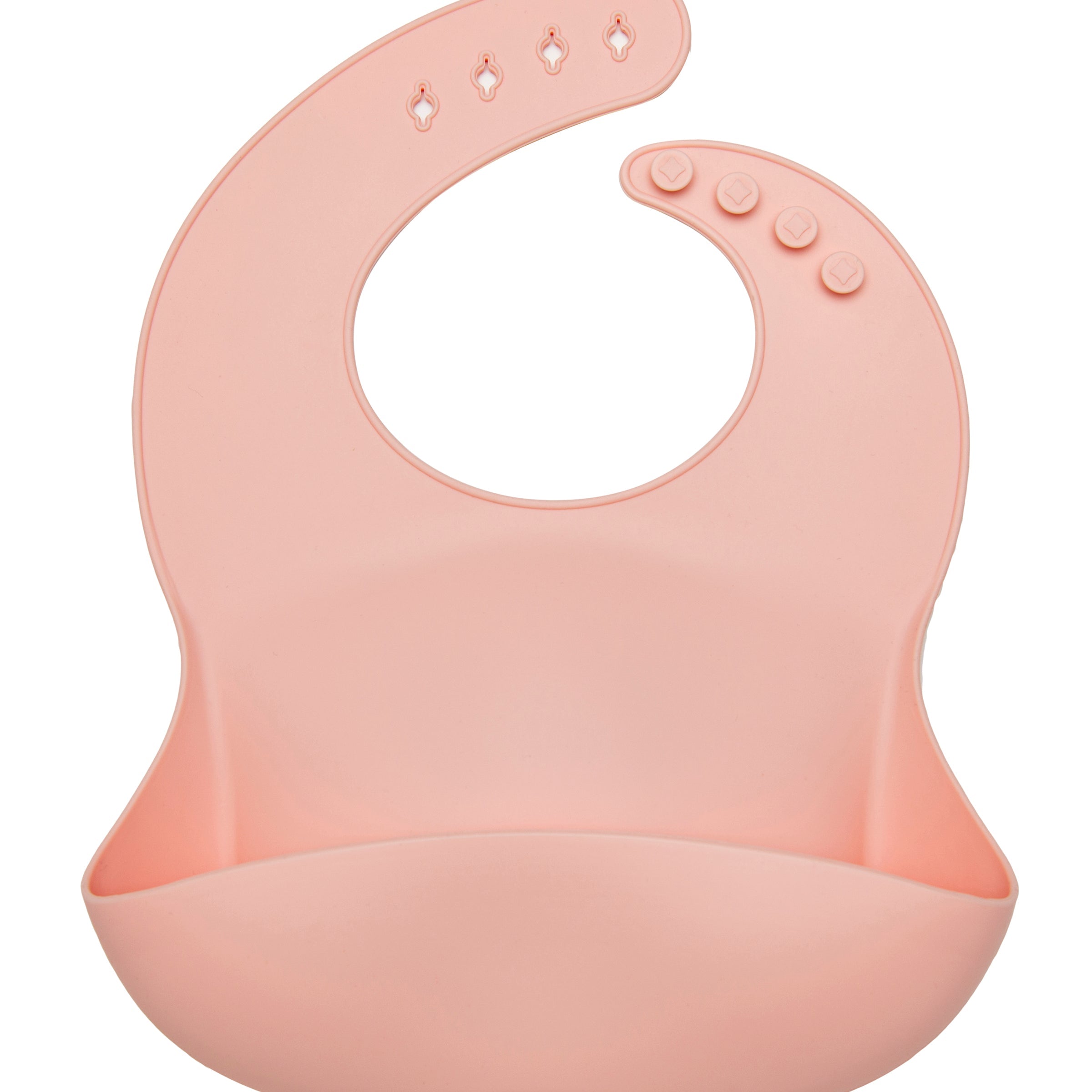 Loulou Lollipop FDA-compliant food-grade silicone baby bib in Pink Quartz — front view on white background