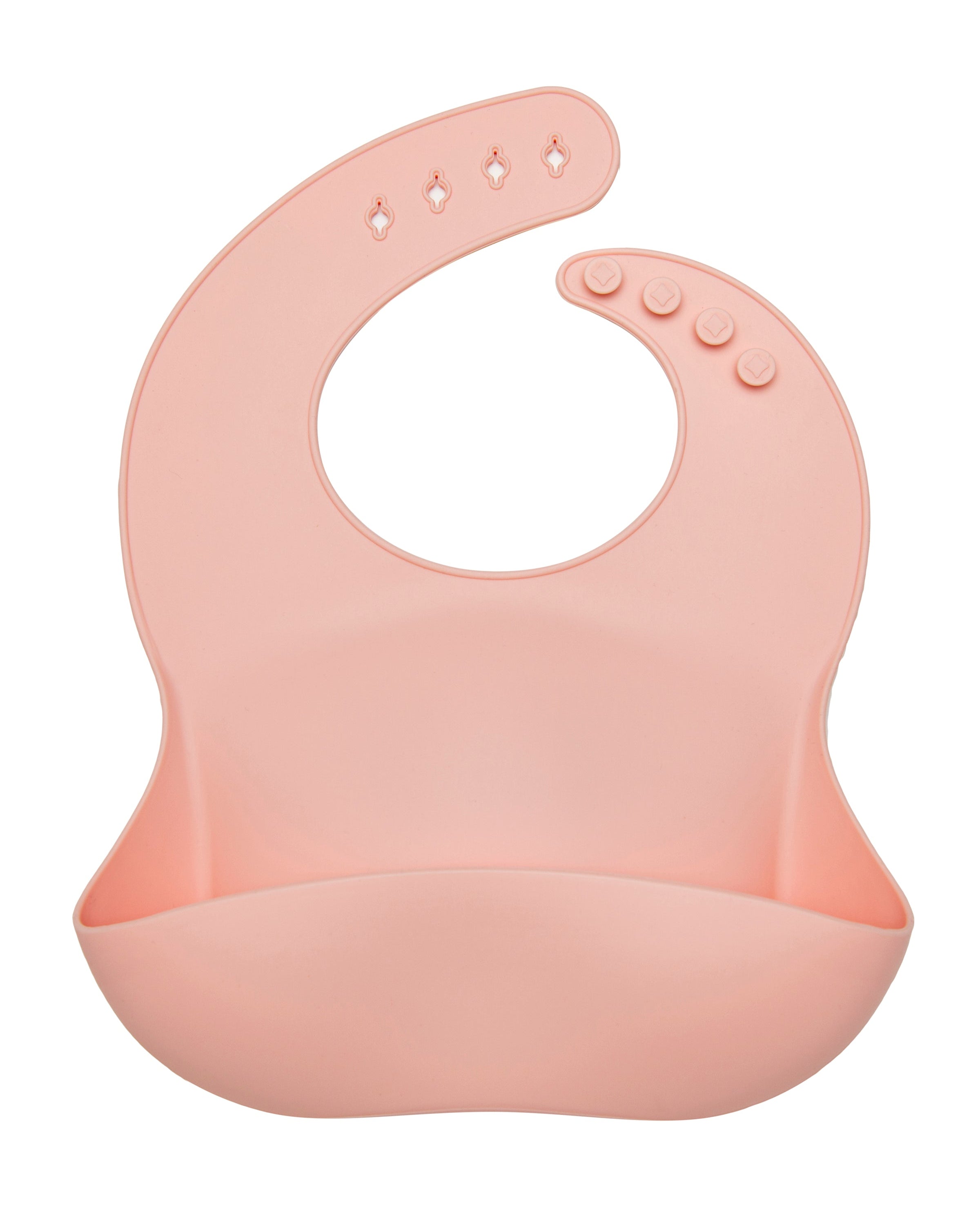 Loulou Lollipop FDA-compliant food-grade silicone baby bib in Pink Quartz — front view on white background