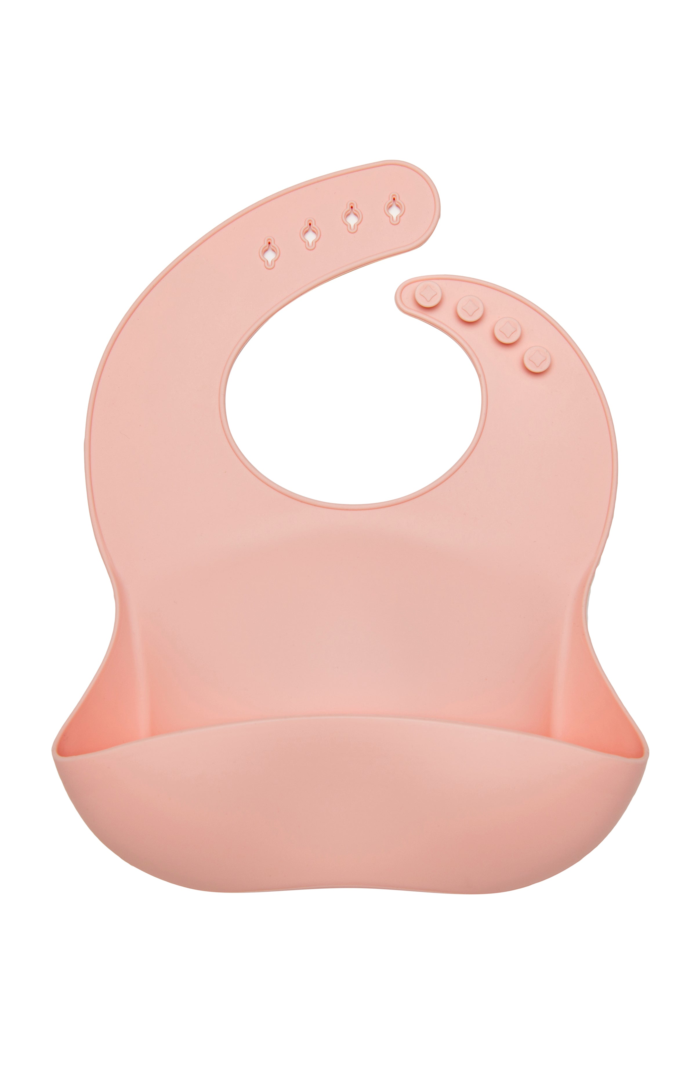 Loulou Lollipop FDA-compliant food-grade silicone baby bib in Pink Quartz — front view on white background
