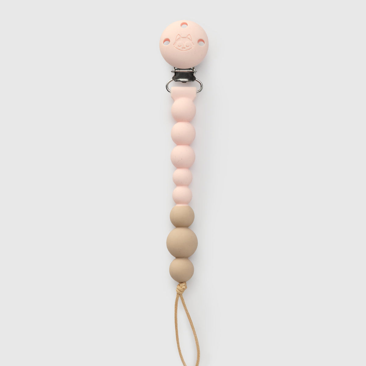 Loulou Lollipop CPSC-certified FDA compliant OneC™ Silicone Pacifier Clip in Pink Quartz - Front View on White Background