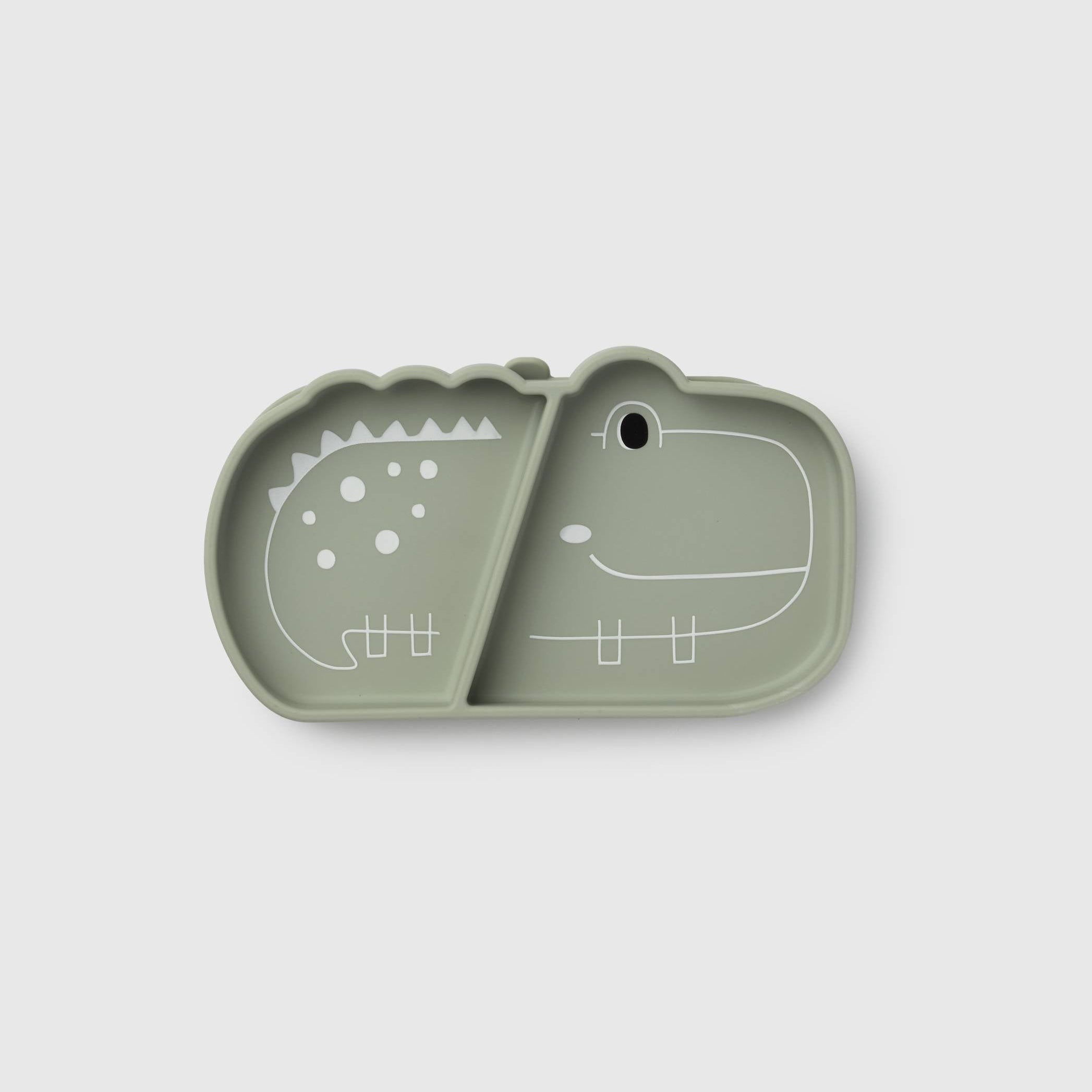 Loulou Lollipop Snack Plate in Aly Alligator - front view on white background