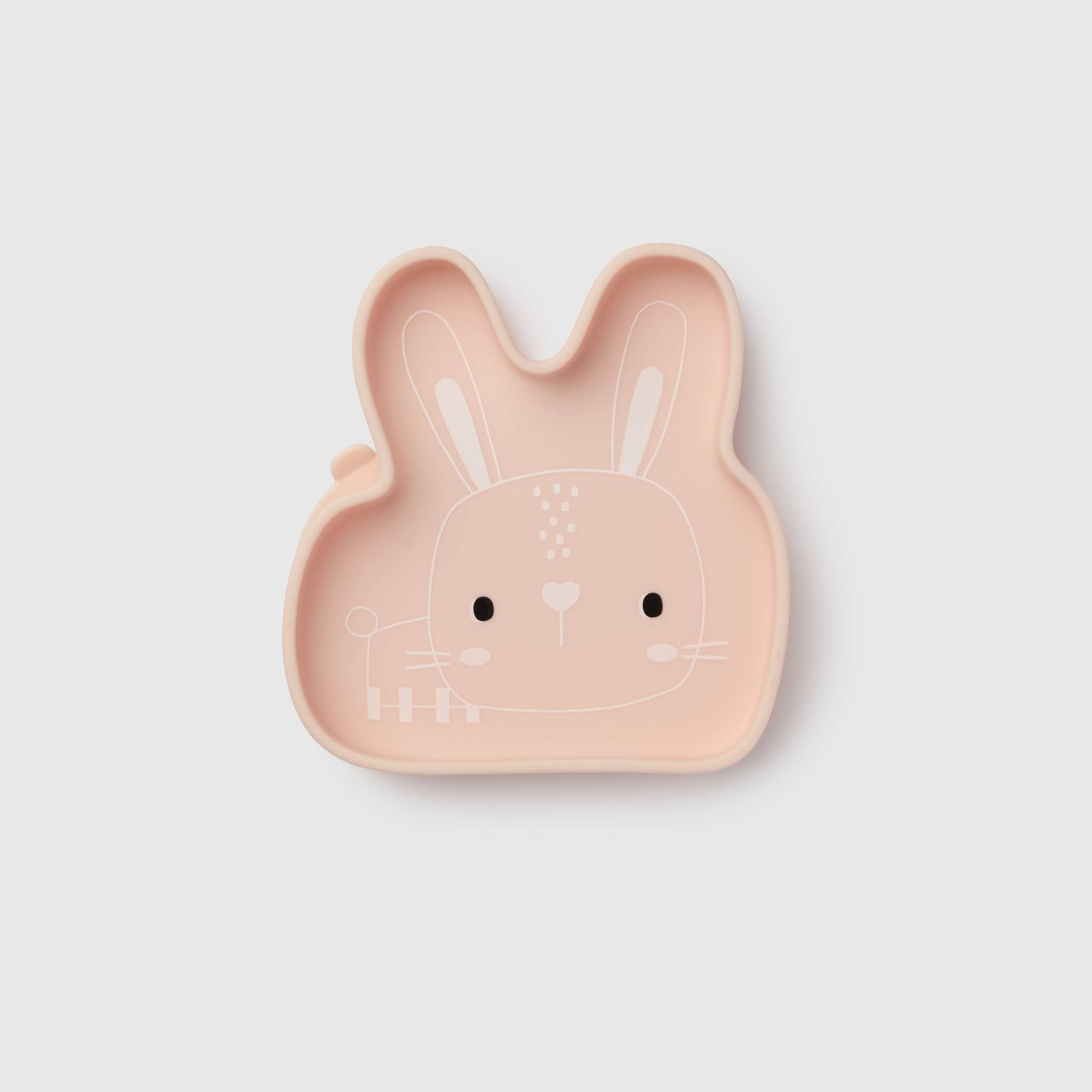Loulou Lollipop Snack Plate in Bailey Bunny — front view on white background