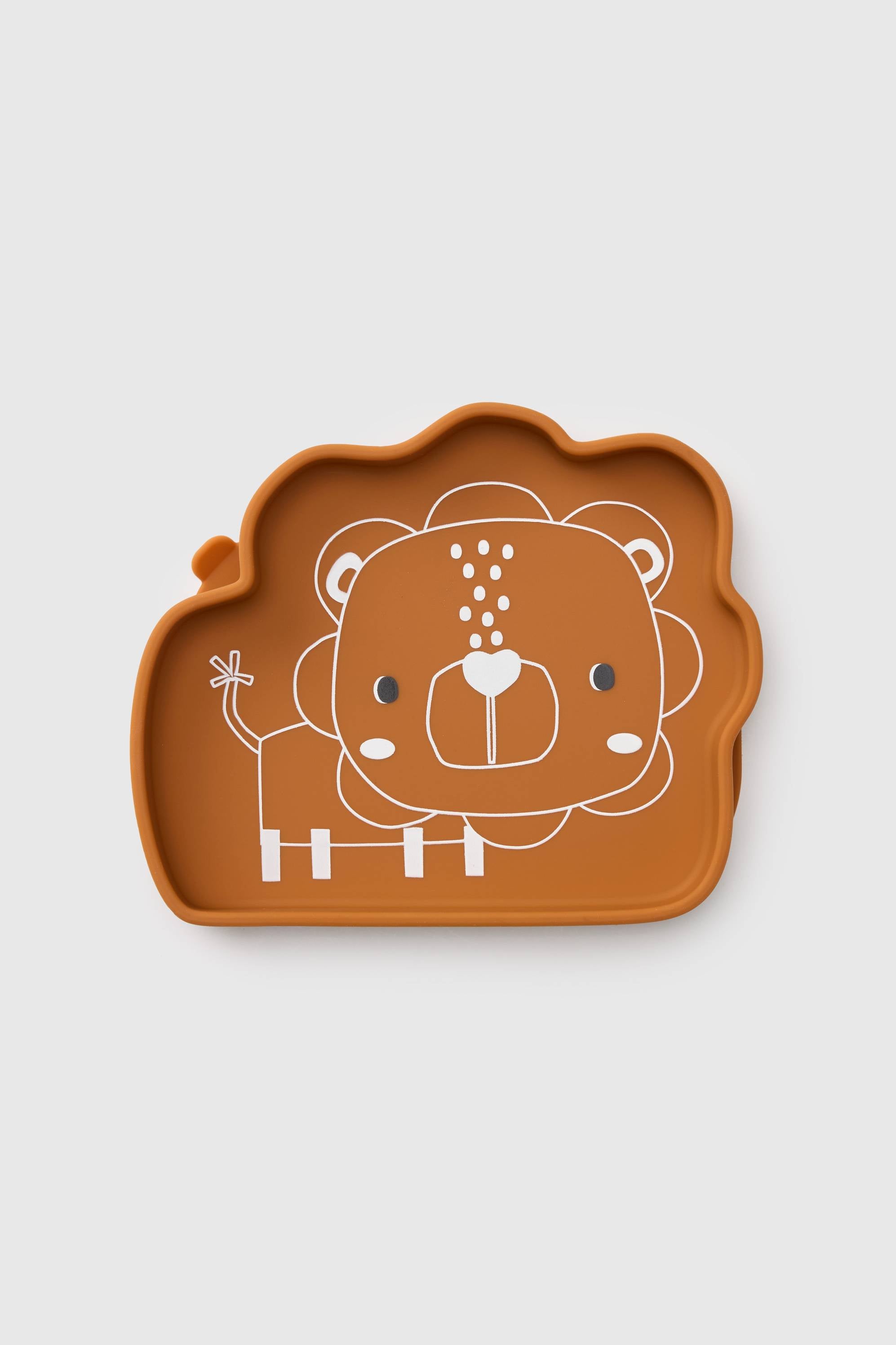 Loulou Lollipop Snack Plate in Liam Lion — front view on white background