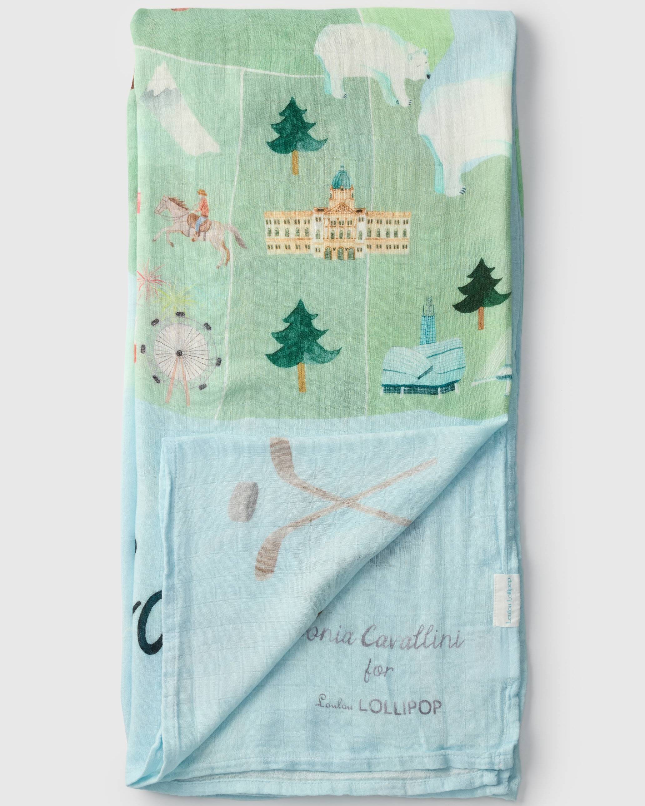 Loulou Lollipop bamboo cotton muslin swaddle blanket in Canada — front view on white background