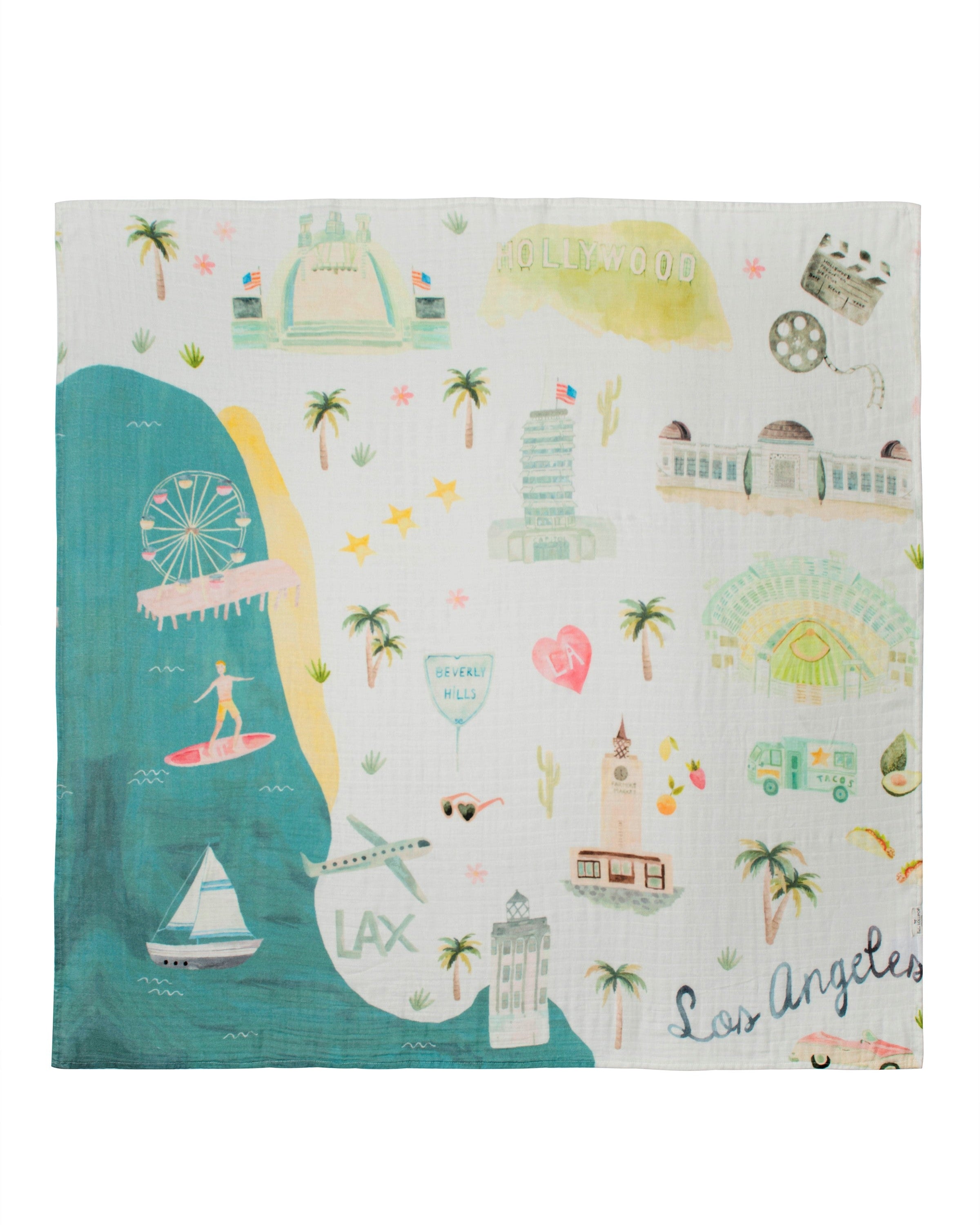Loulou Lollipop bamboo cotton muslin swaddle blanket in Los Angeles — front view on white background