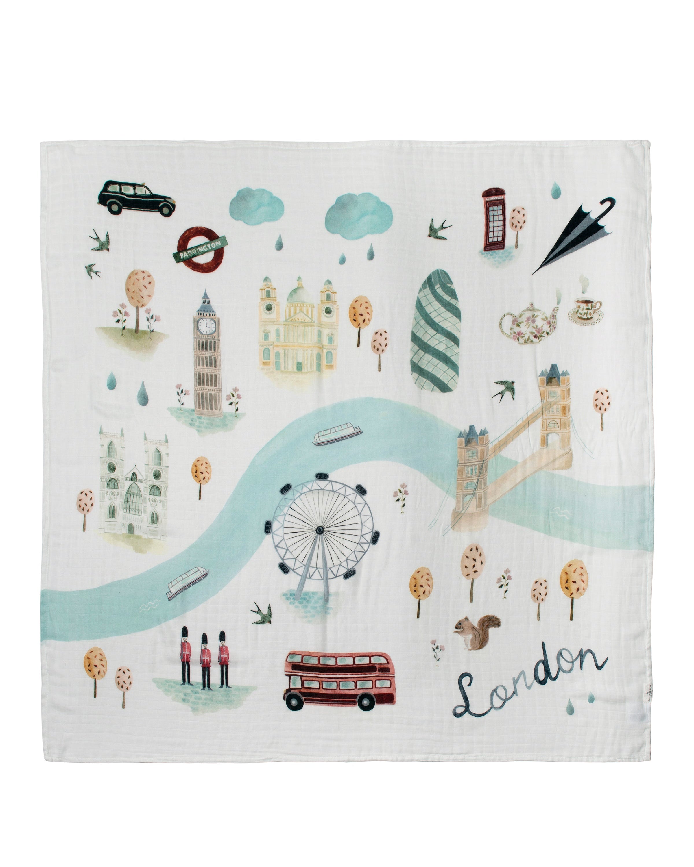 Loulou Lollipop bamboo cotton muslin swaddle blanket in London — front view on white background