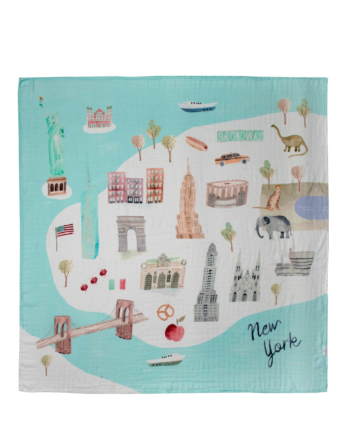 Loulou Lollipop bamboo cotton muslin swaddle blanket in New York City — front view on white background