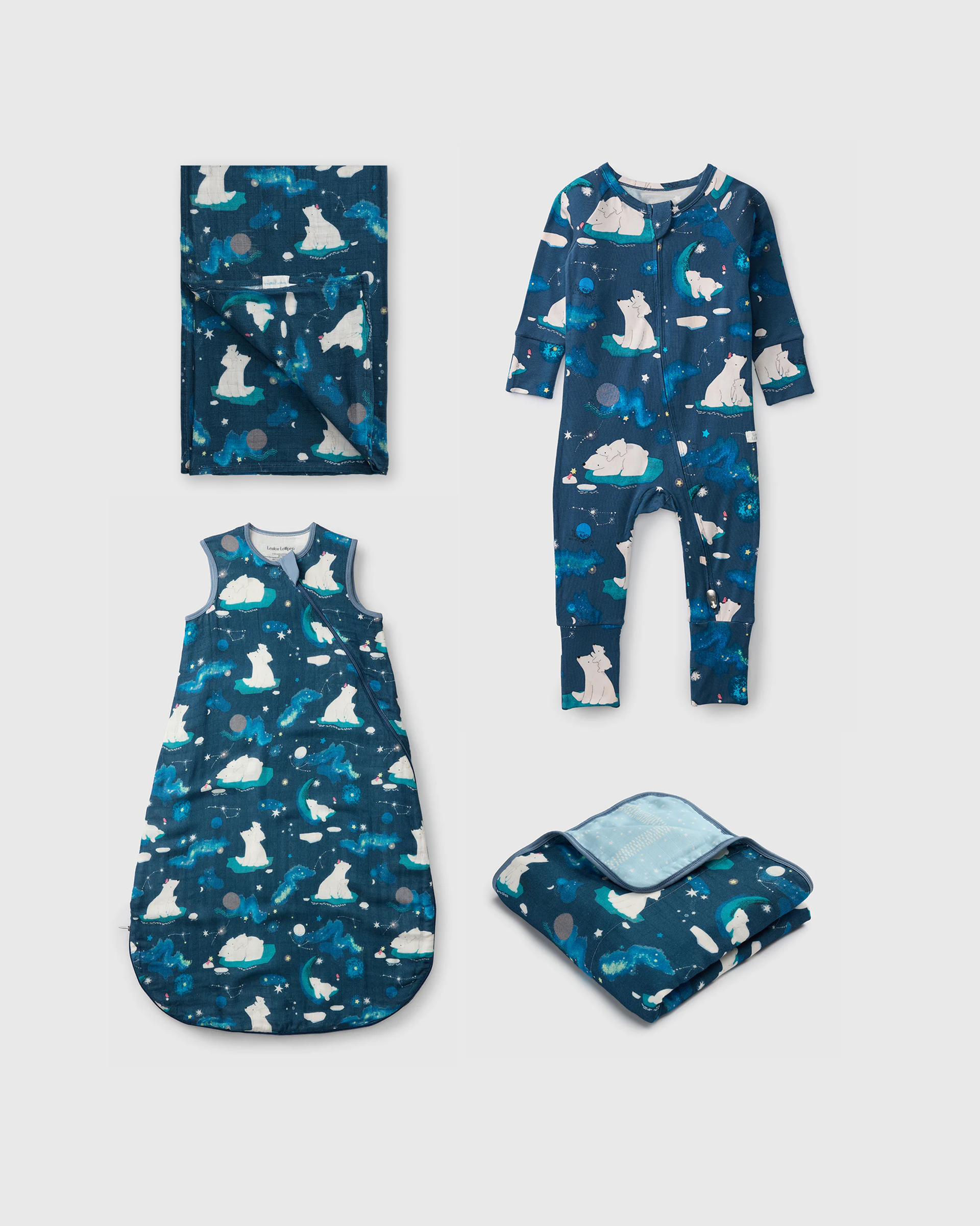 Loulou Lollipop Newborn Sleep Gift Bundle in Stargazing Bears — front view on white background