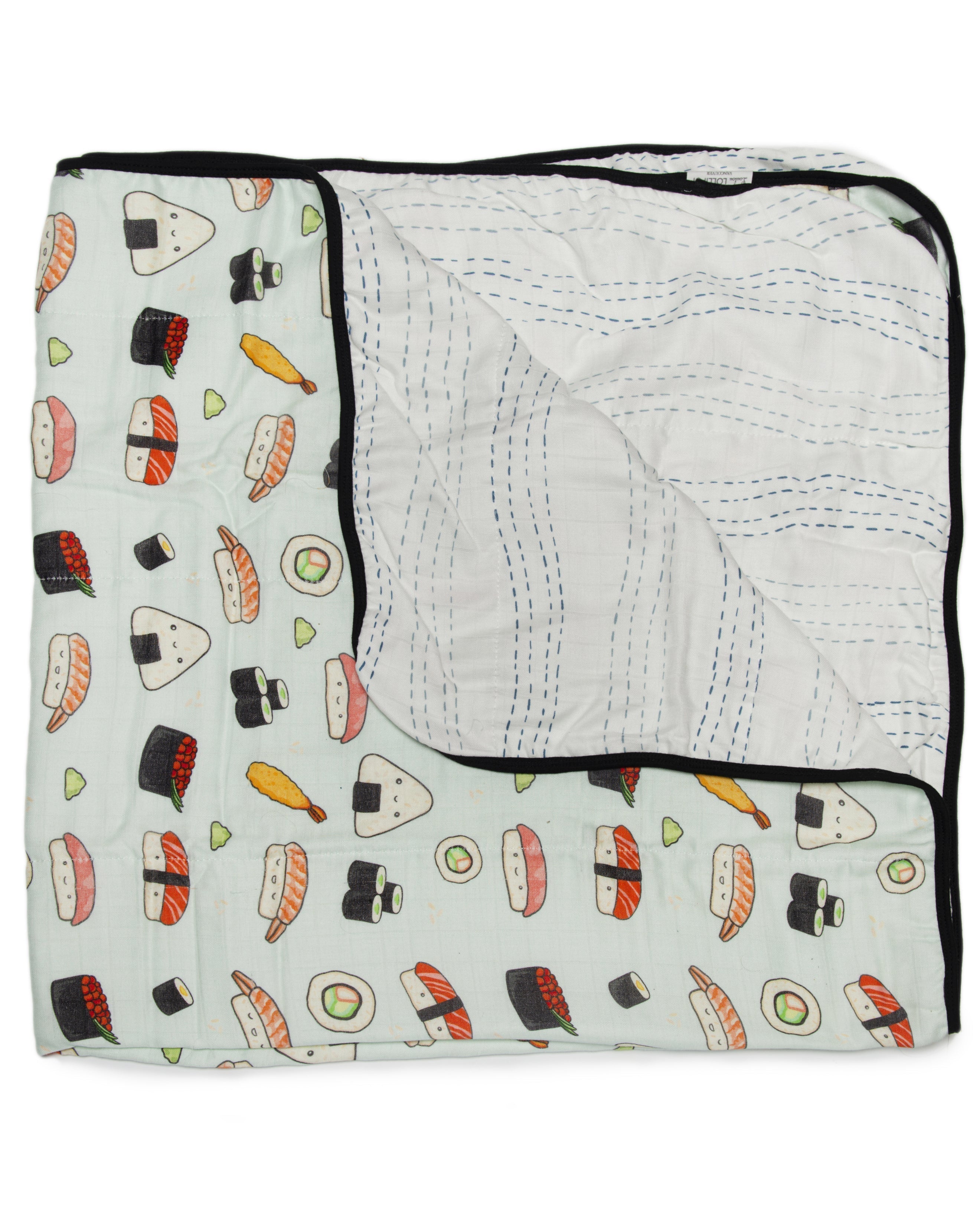 Loulou Lollipop muslin baby quilt blanket in Sushi — front view on white background