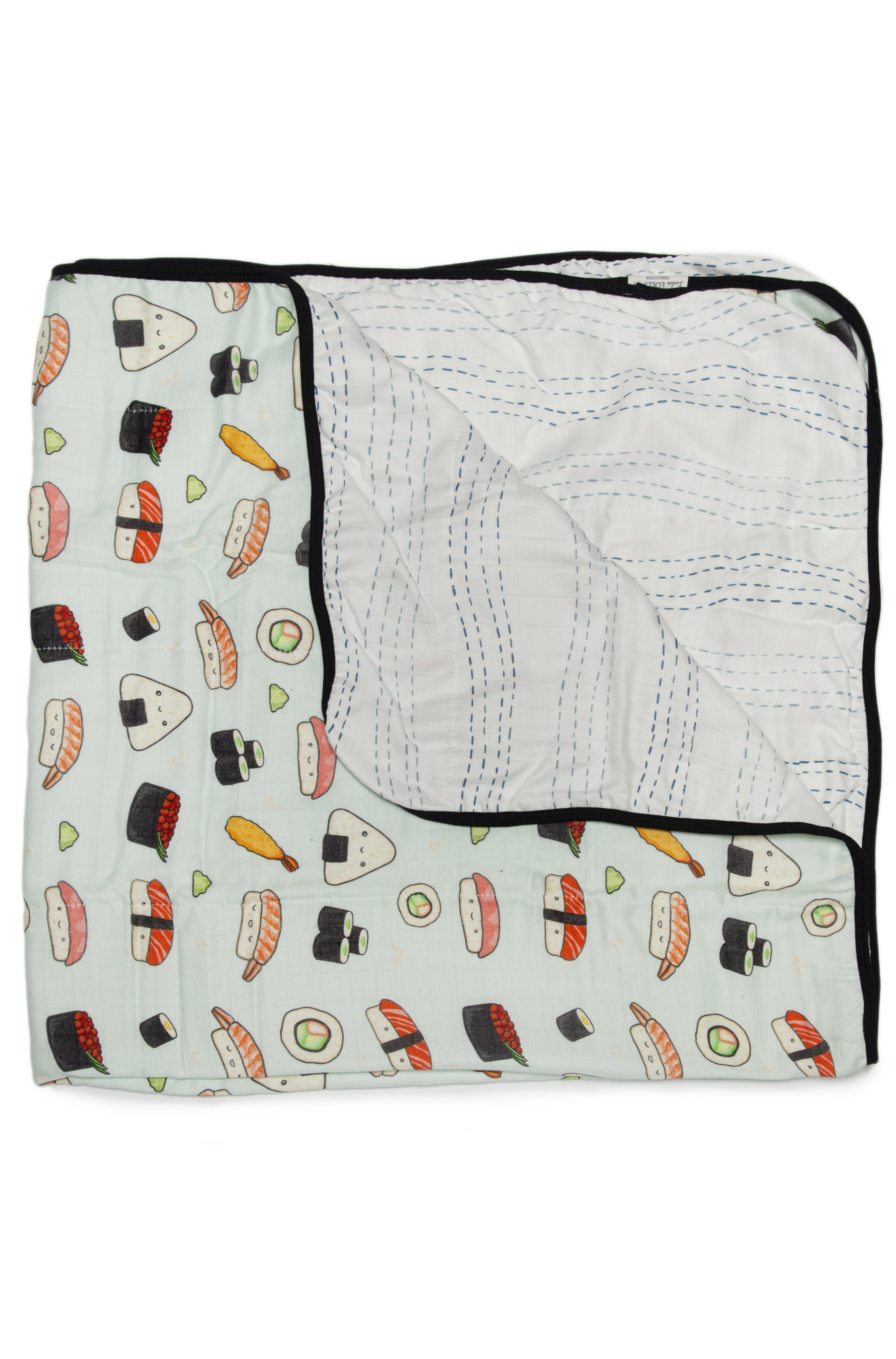 Loulou Lollipop muslin baby quilt blanket in Sushi — front view on white background